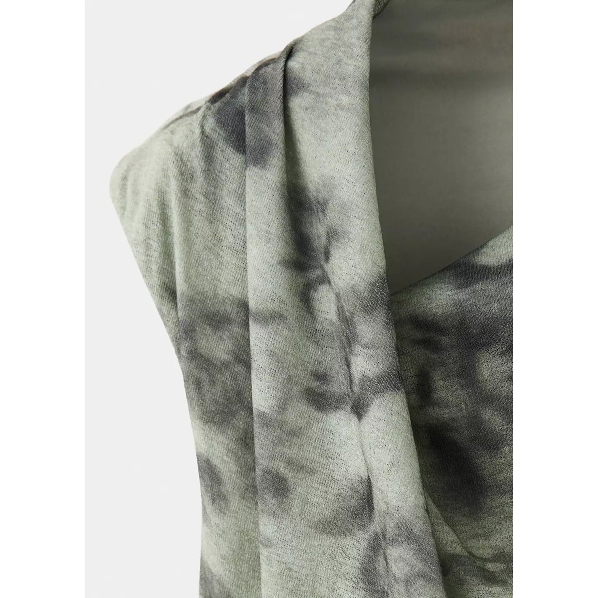 Robe asymétrique froncée latérale vert, MANGO