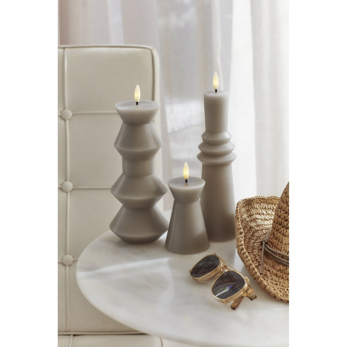 Bougie LED Nordic Cone greige, SIRIUS