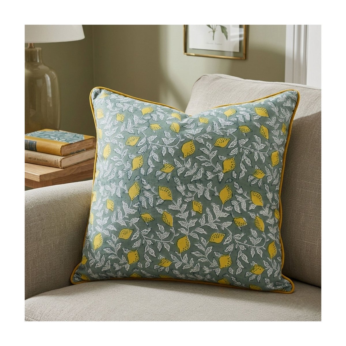 Housse de coussin Lemon Green vert, jaune, blanc, ARCHIV