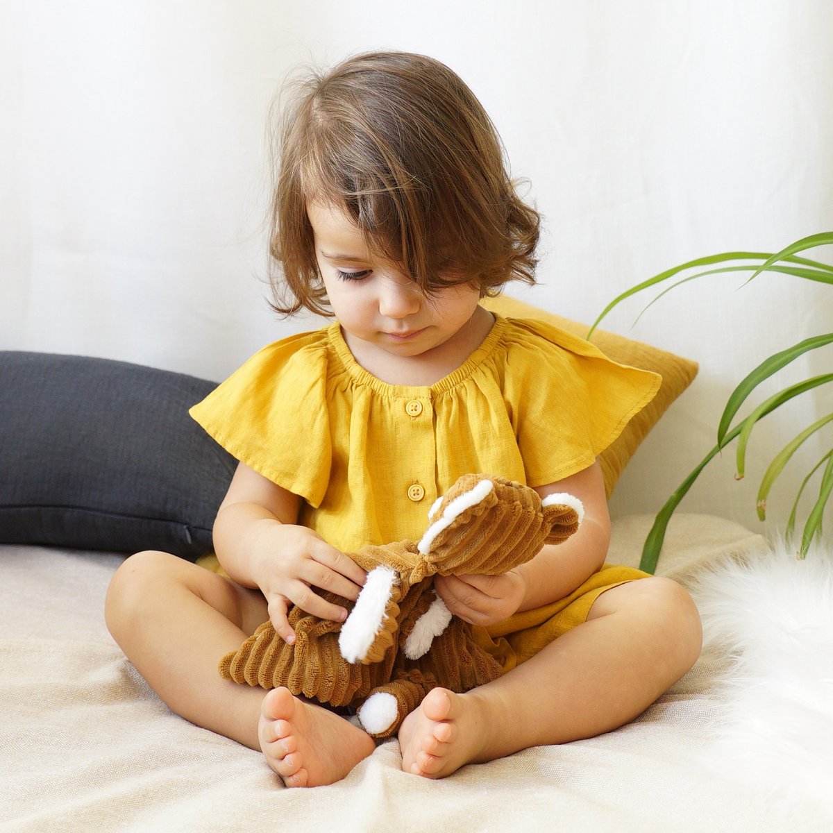 Doudou baby le tigre spéculos 28 cm marron jaune, LES DEGLINGOS