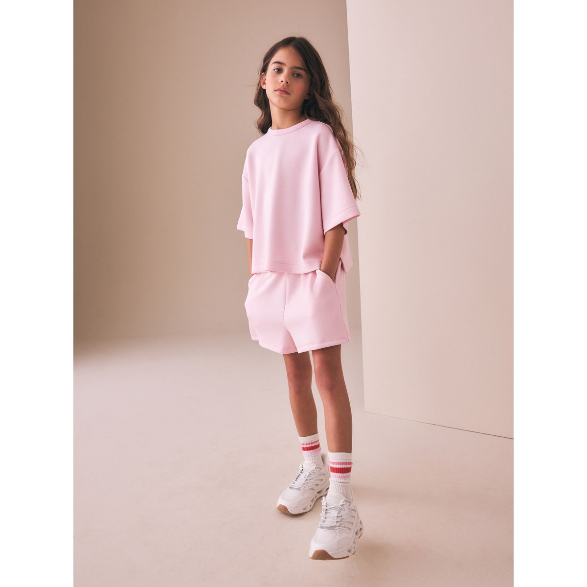 Ensemble t-shirt et short ultra-doux rose pâle, NEXT