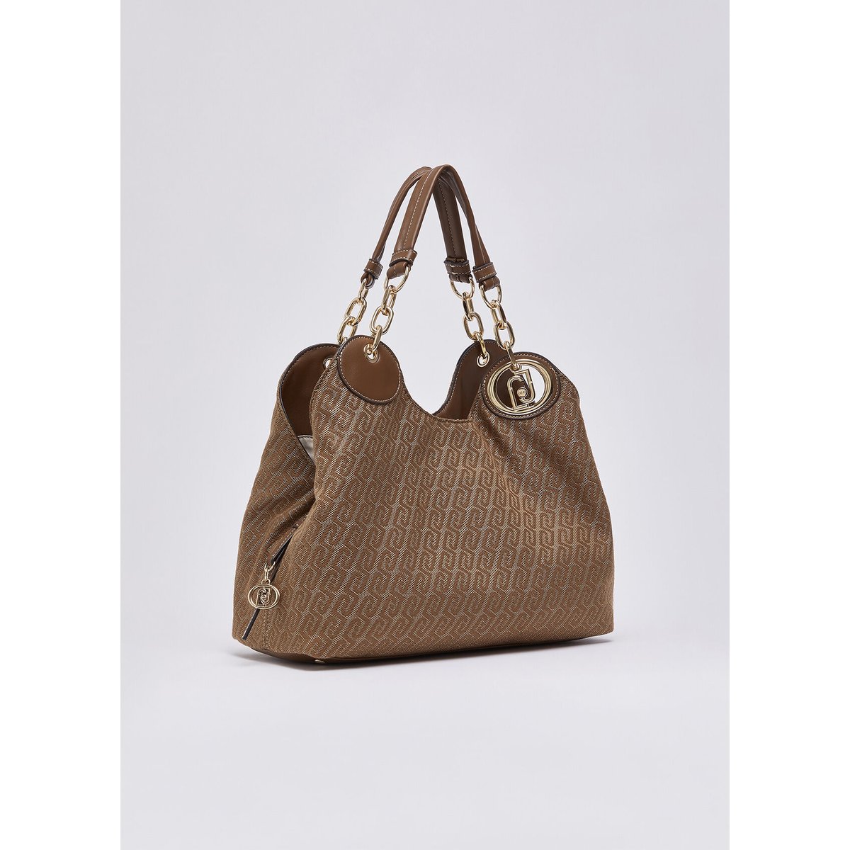 Sacoche moyenne en jacquard beige, LIU JO