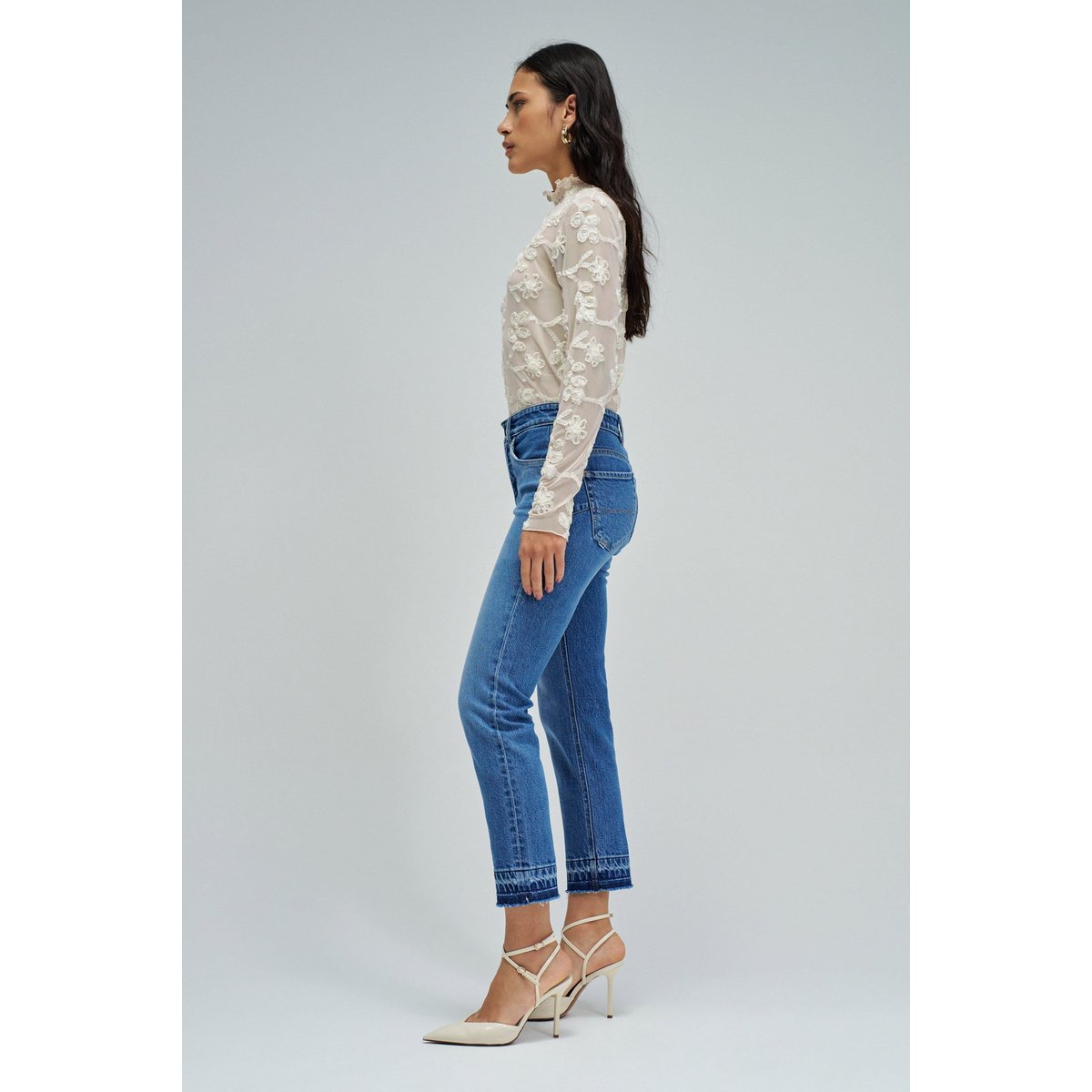 JEAN FAITH PUSH IN CROPPED SLIM bleu denim, SALSA JEANS