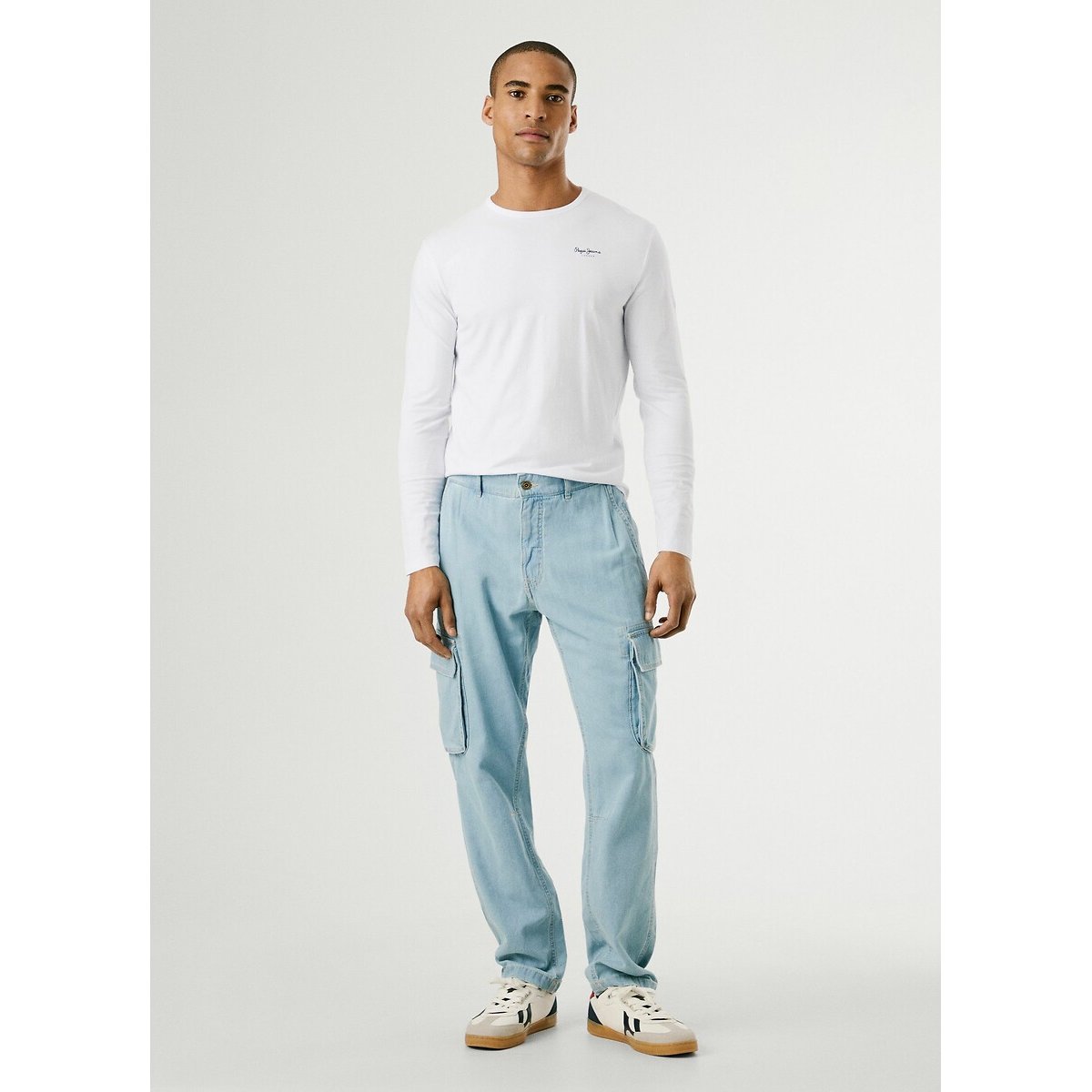 T-shirt manches longues stretch Original blanc, PEPE JEANS