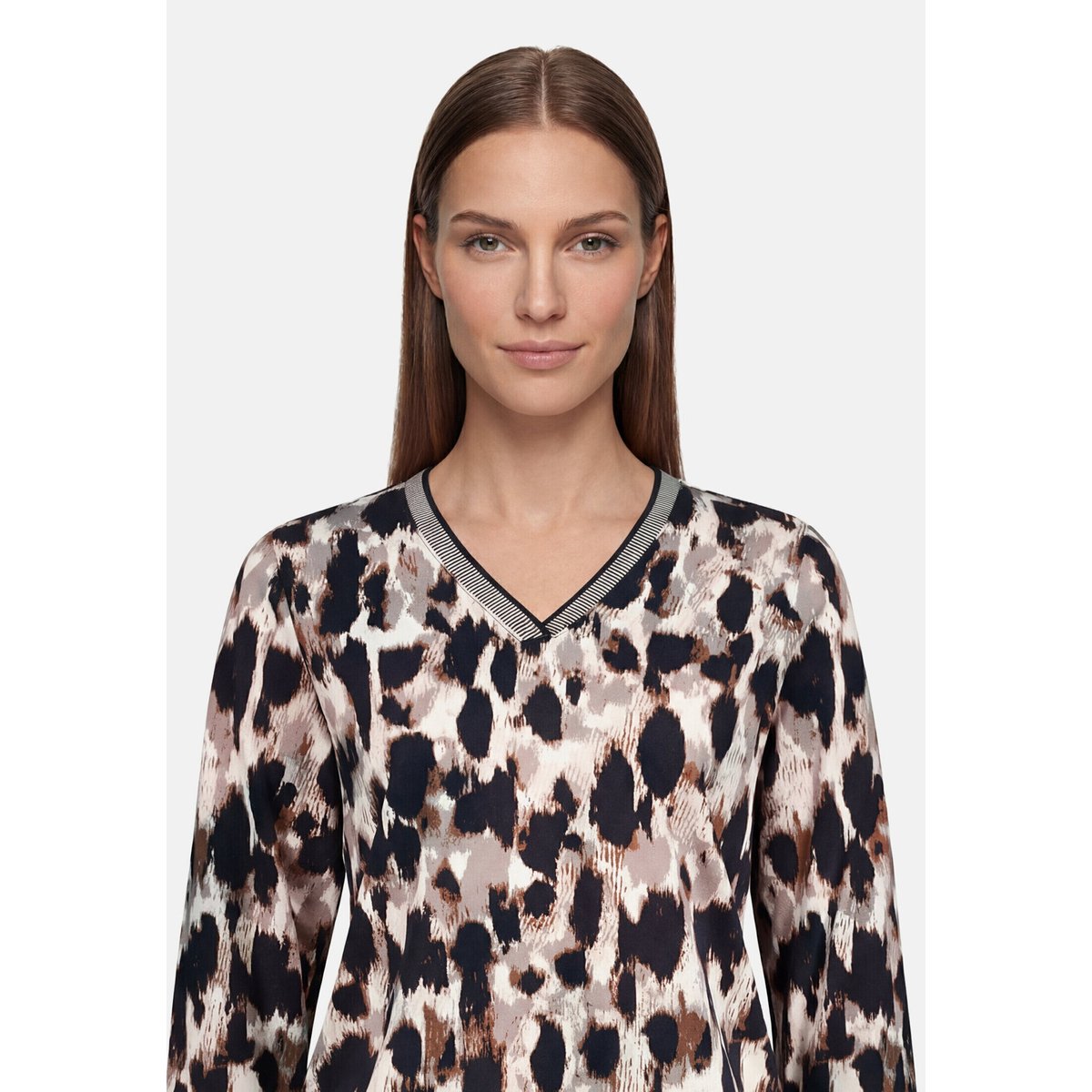 T-shirt façon blouse à imprimé beige/noir, BETTY BARCLAY