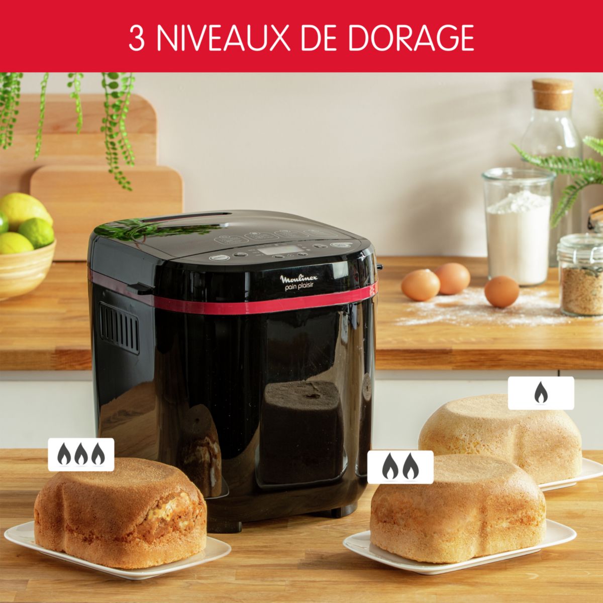 Machine à pain YY4350FB 1kg couleur unique, MOULINEX