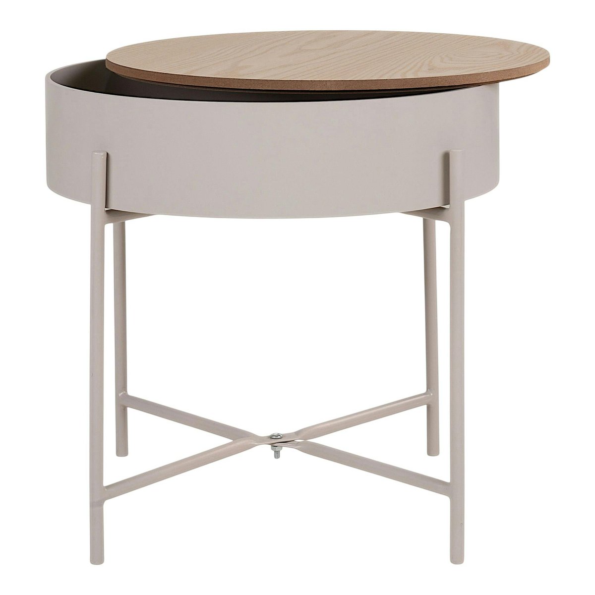 Bout de canapé métal beige plateau effet bois ODENSE beige, PIER IMPORT