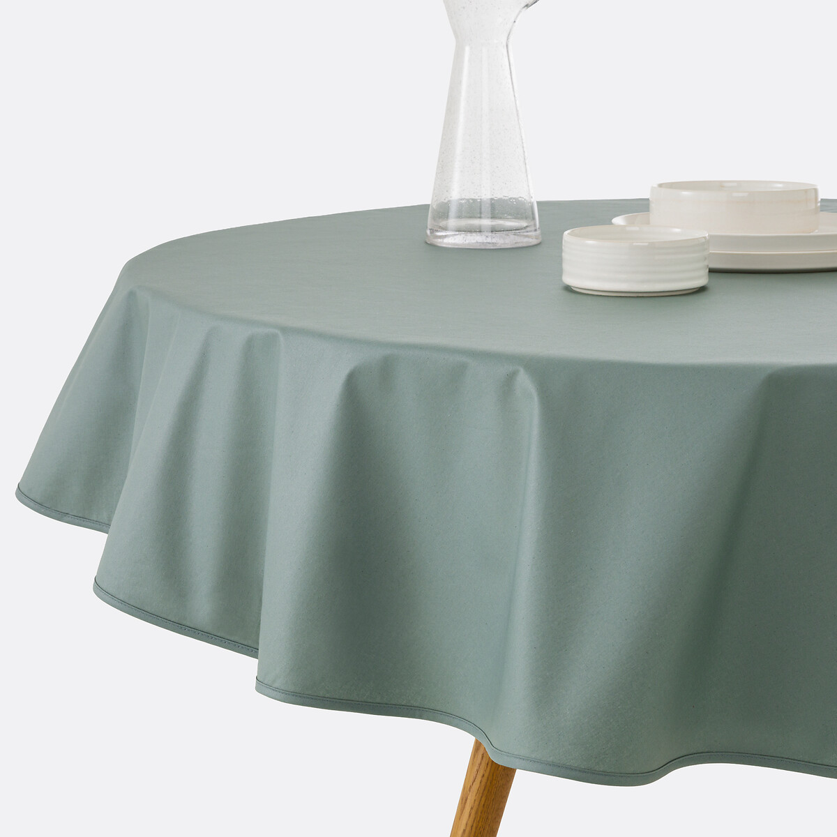 Nappe ronde coton enduit souple, Scénario eucalyptus, LA REDOUTE INTERIEURS