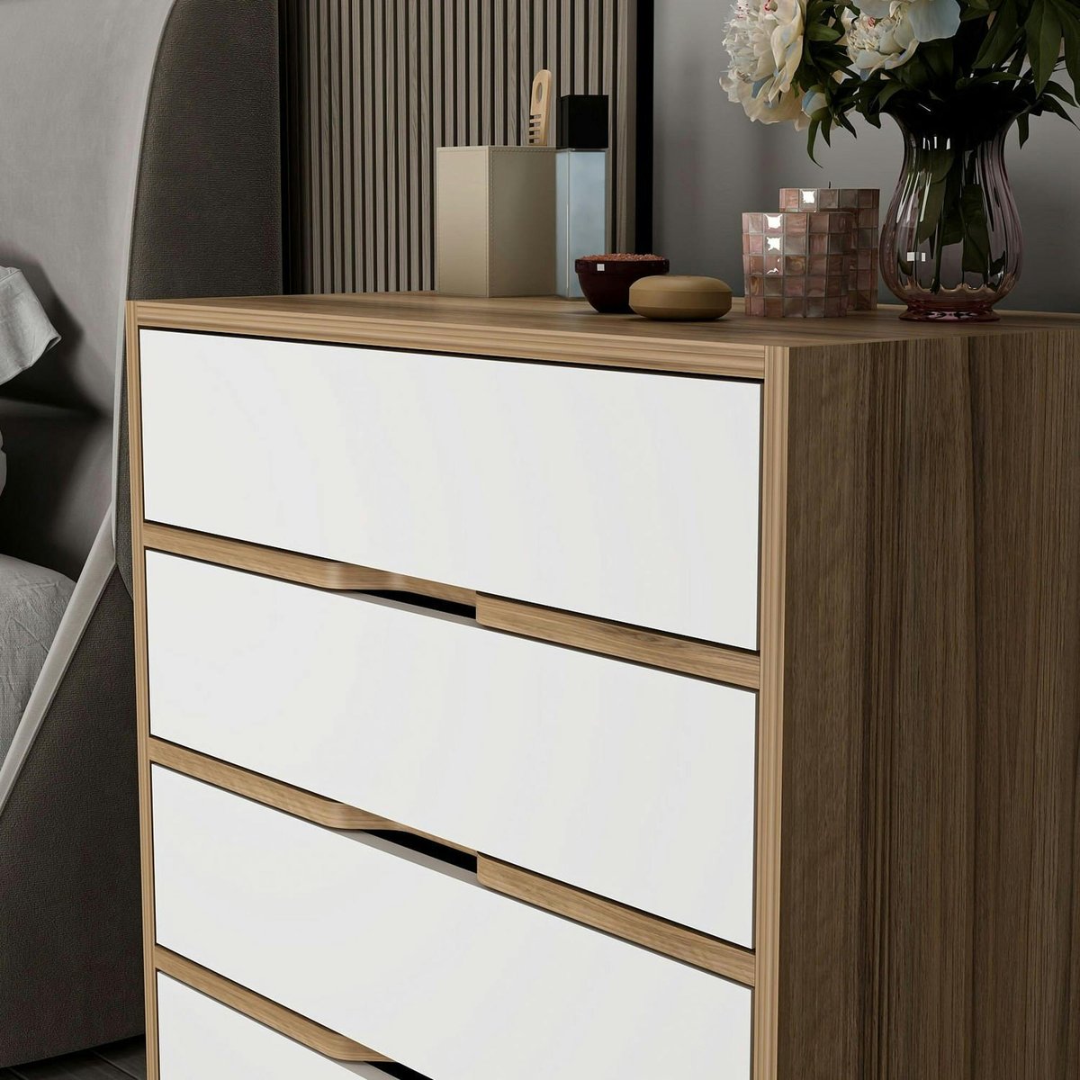 Commode 4 tiroirs BYRON blanc, PIER IMPORT
