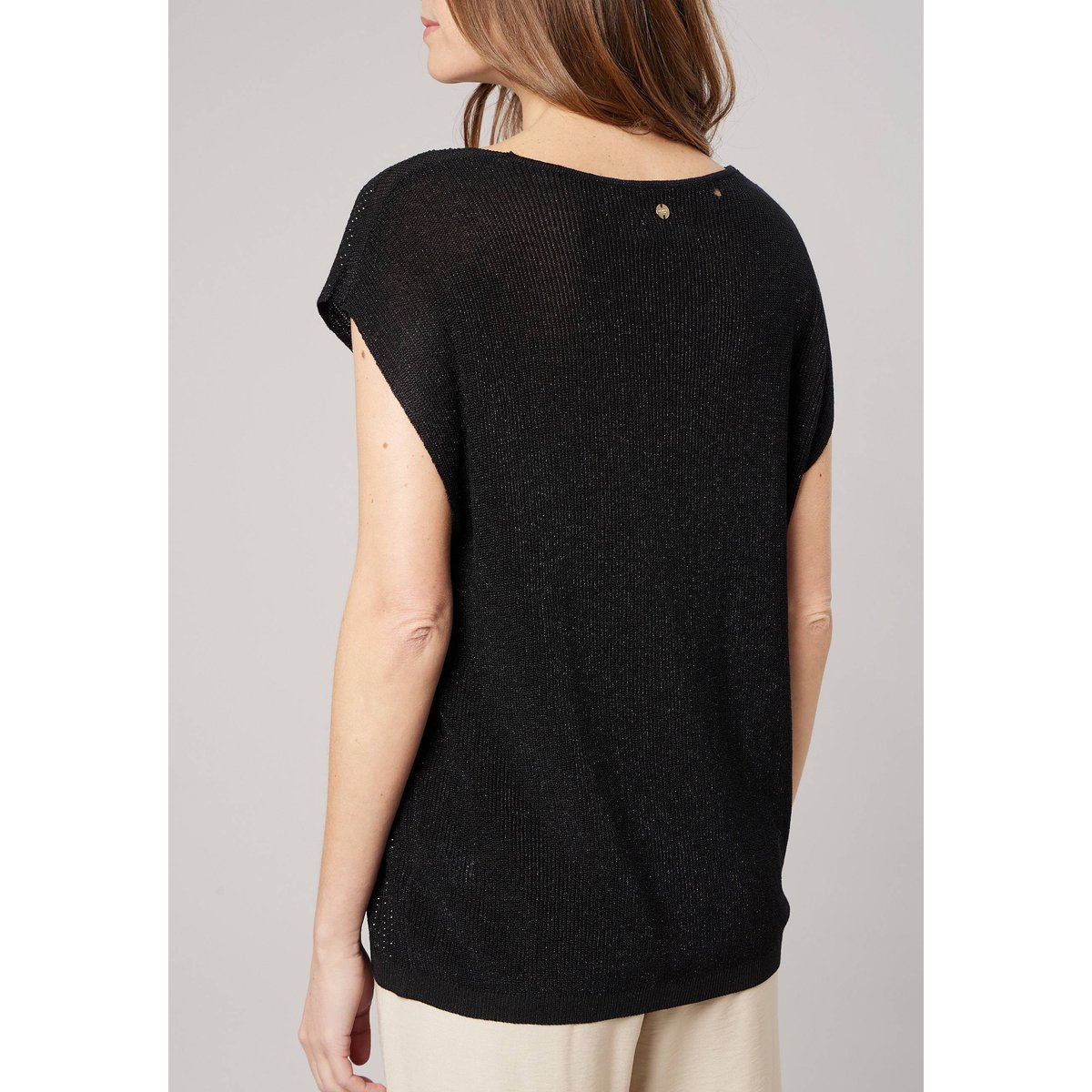 Pull ample femme en maille brillante VEYRA noir, DEELUXE