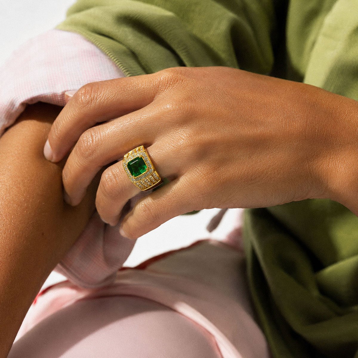 Bague chevalière ROLLIE emeraude, HIPANEMA