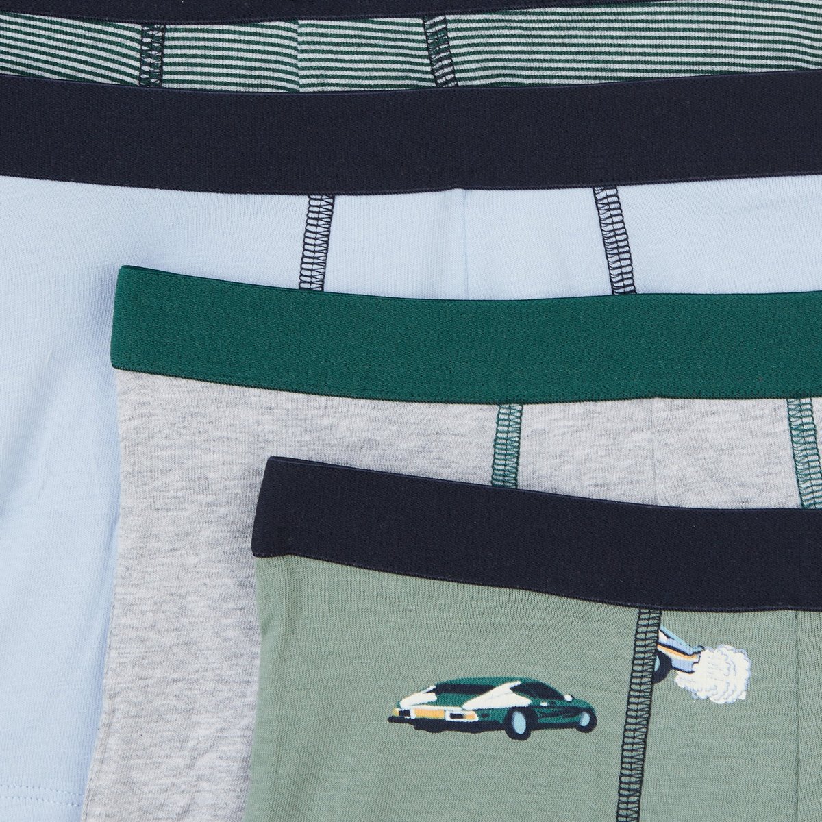 Lot de 5 boxers imprimés, contenant du coton BIO, certifié OEKO-TEX sapin, MONOPRIX KIDS