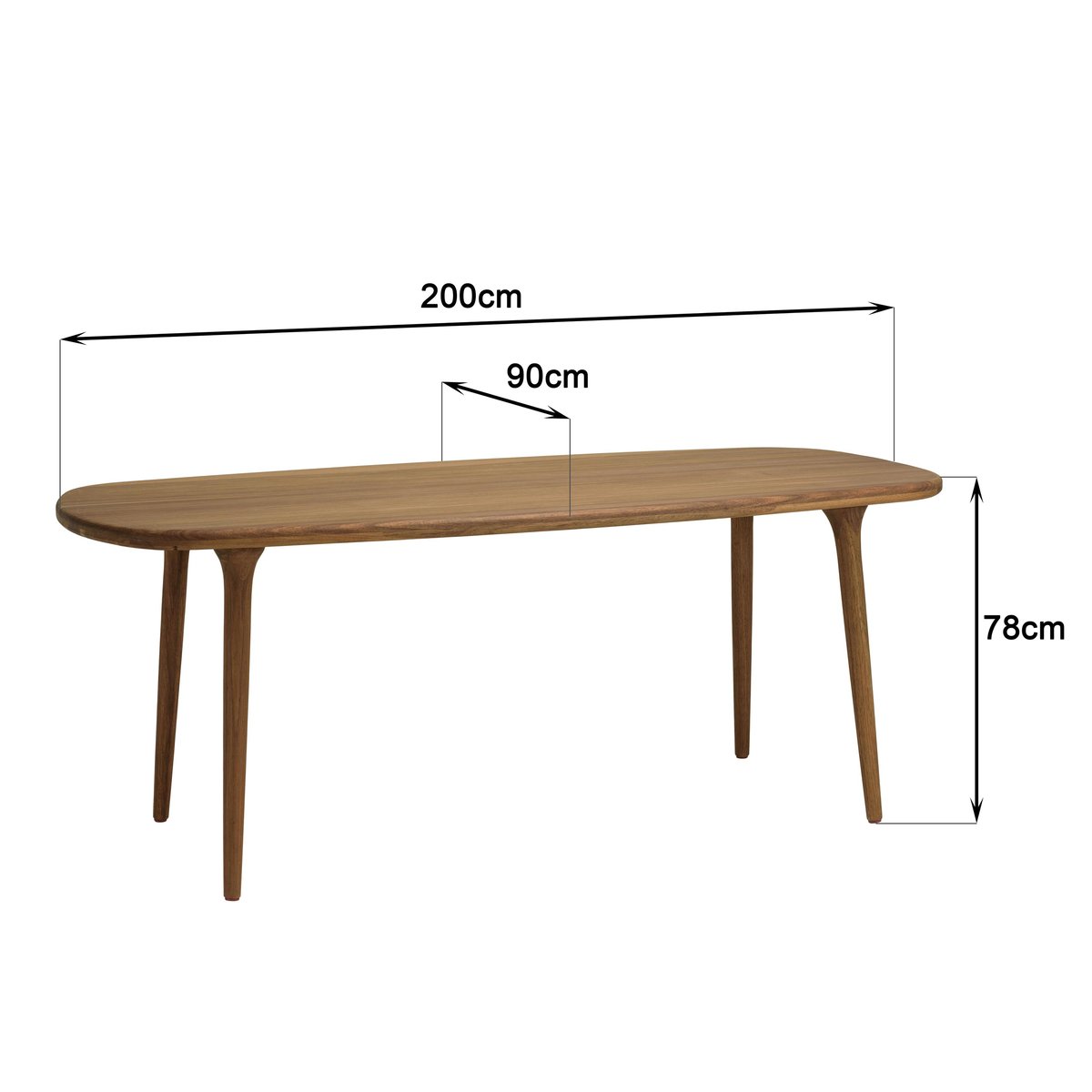 Table de jardin en bois d'Angélique huilé 200x90cm OSTIA bois naturel, PIER IMPORT