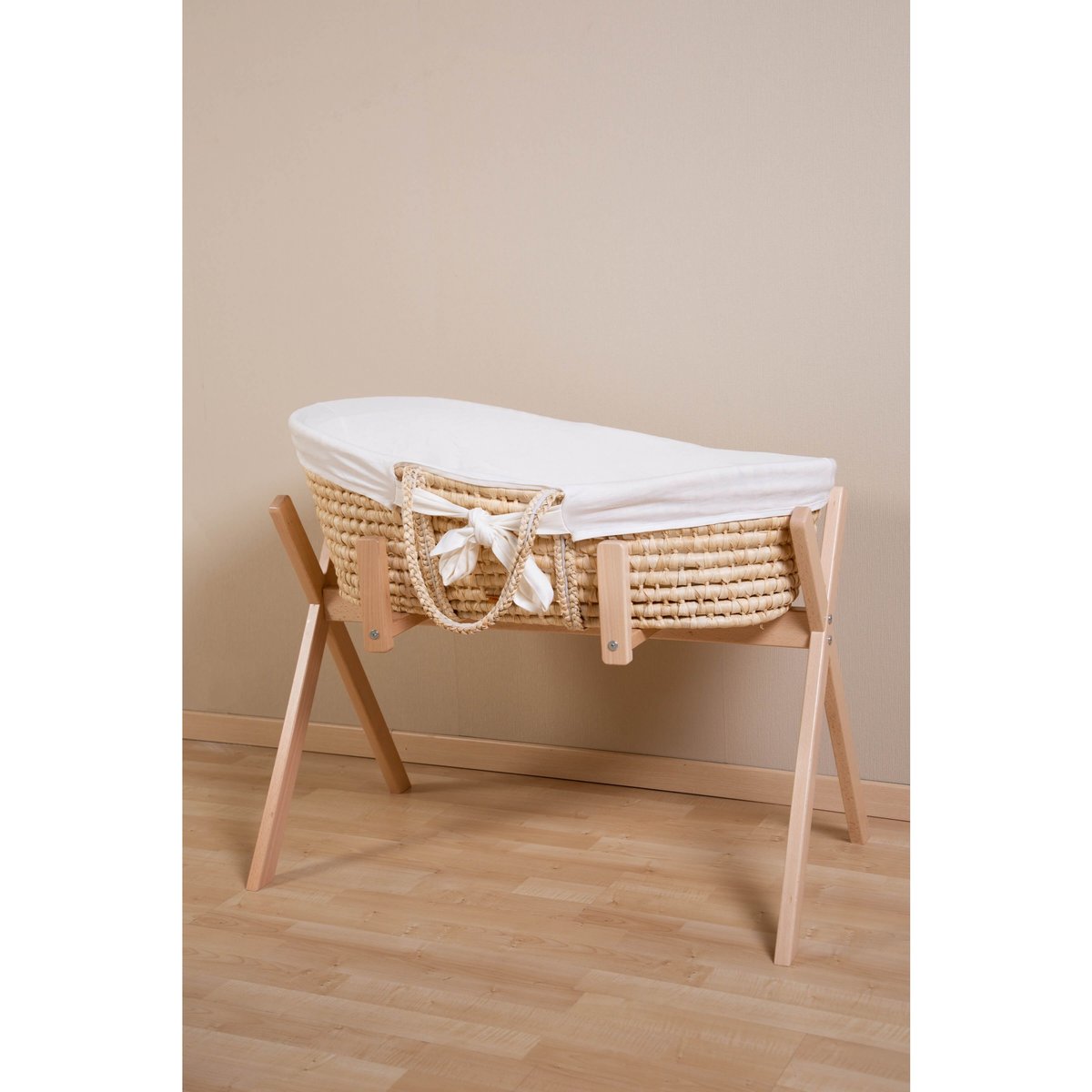 Panier moise soft natural avec matelas habillage ecru, CHILDHOME