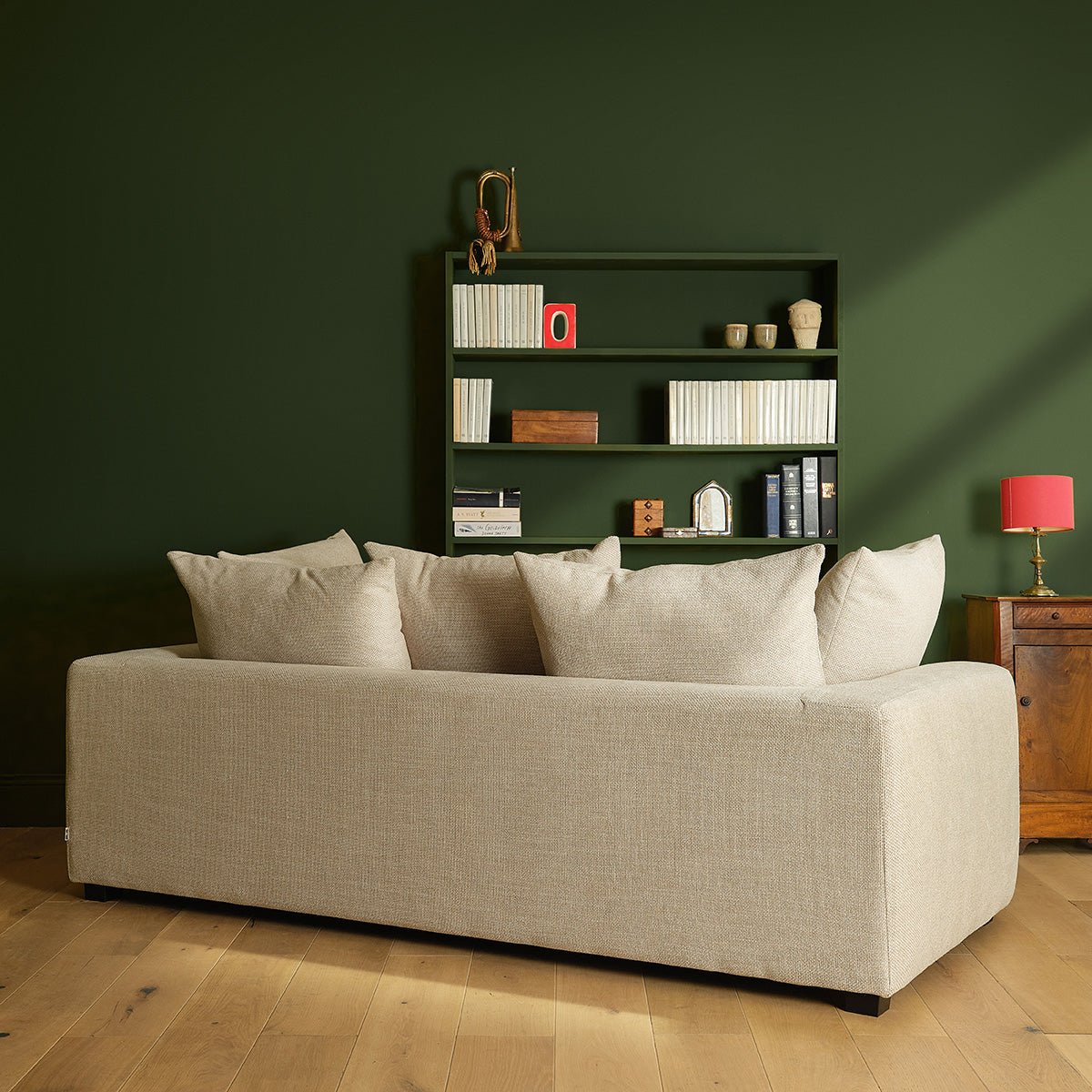 Canapé convertible 3 places en tissu texturé   EDMOND beige chiné, BERAH GETAH