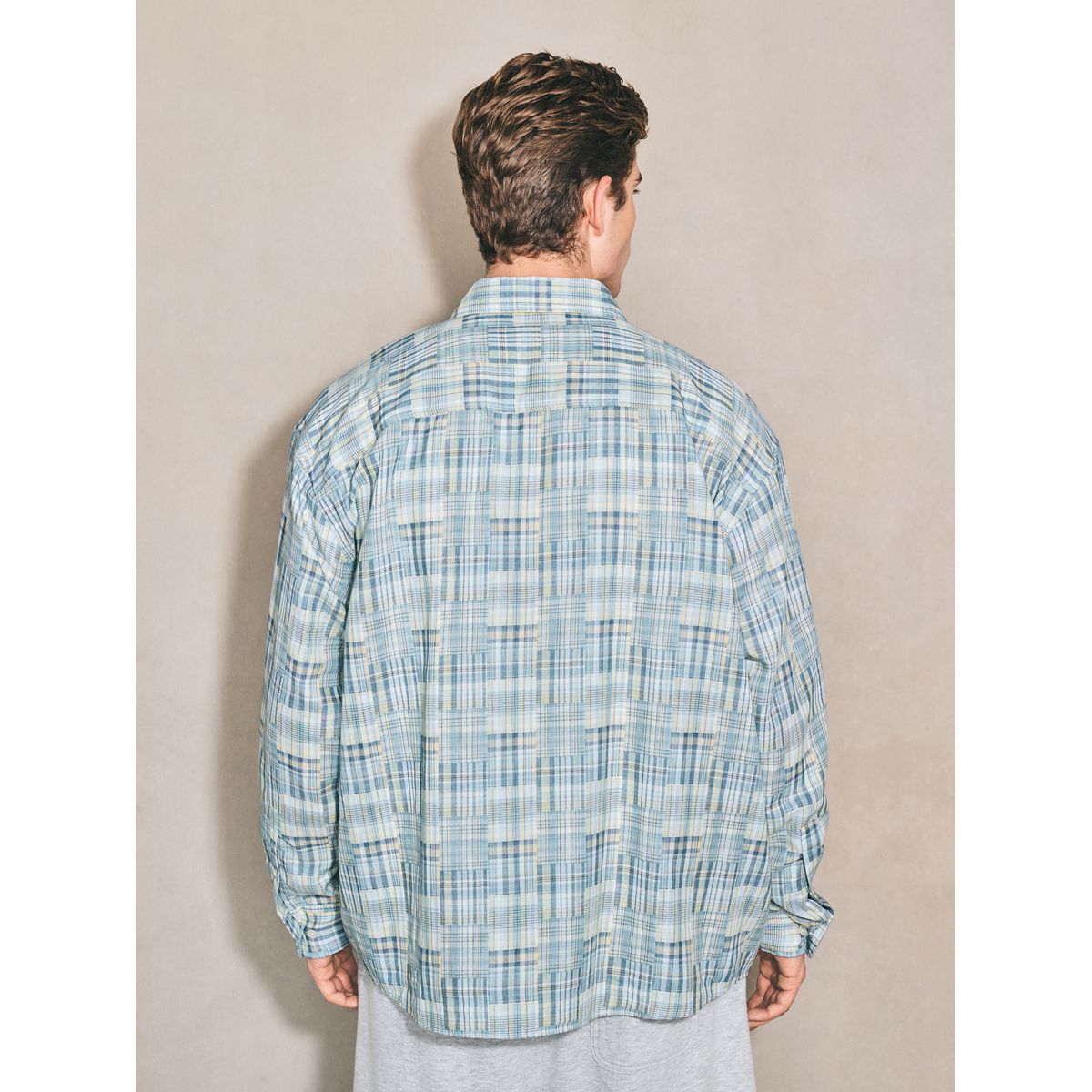 Chemise manches longues à carreaux patchwork bleu, NEXT