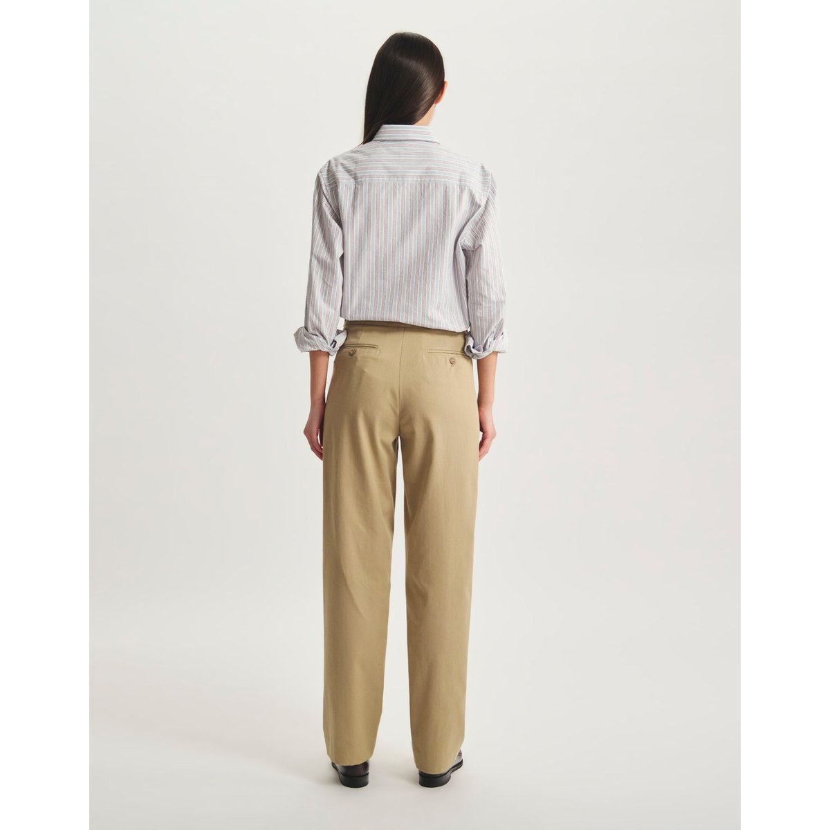 Pantalon à pinces Piotr en coton bio beige, INES DE LA FRESSANGE PARIS