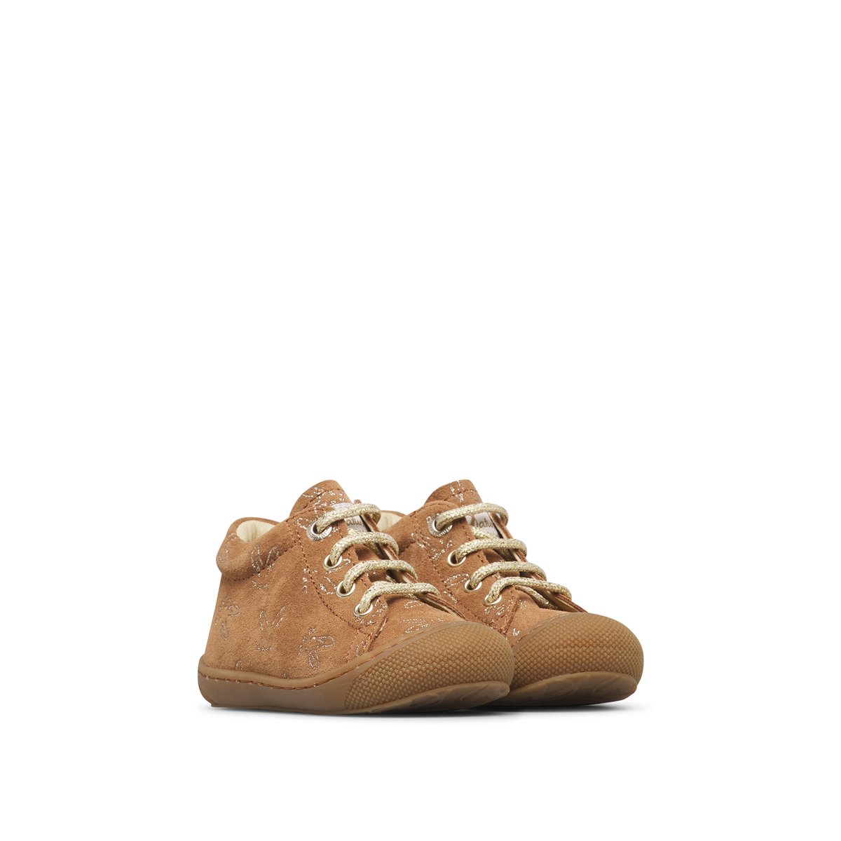 Chaussures premiers pas en suède COCOON marron-platine, NATURINO