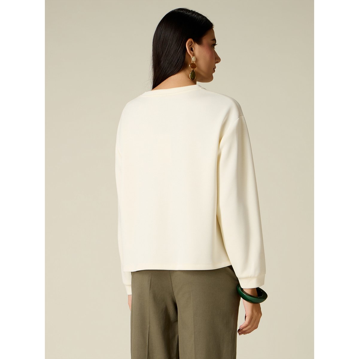 Sweat-shirt avec strass blanc, OLTRE