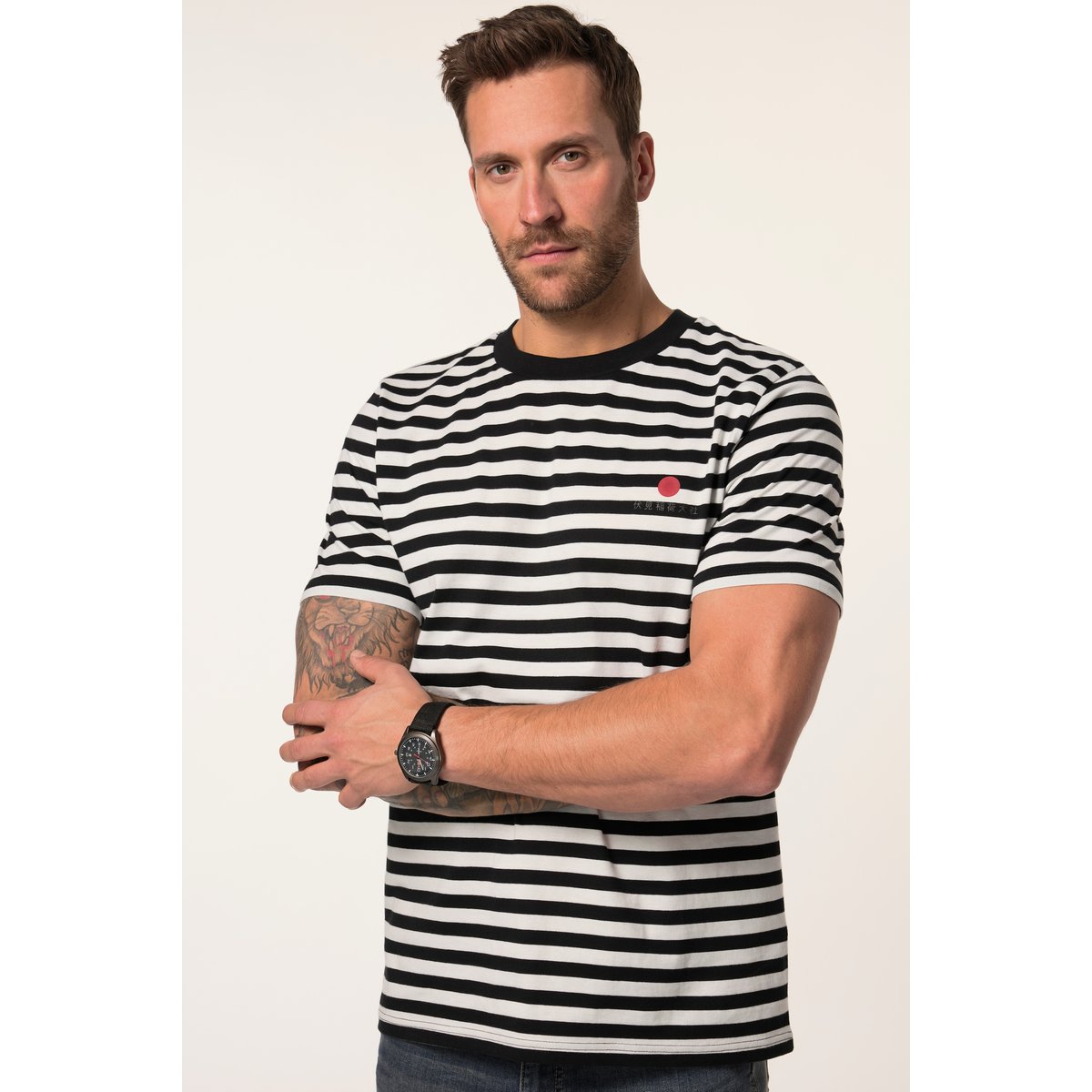 T-shirt à rayures noir, JP1880