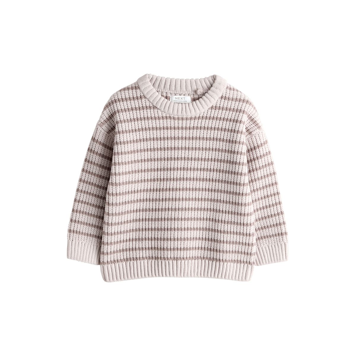 Pull ras du cou en maille chenille à rayures naturel, NEXT