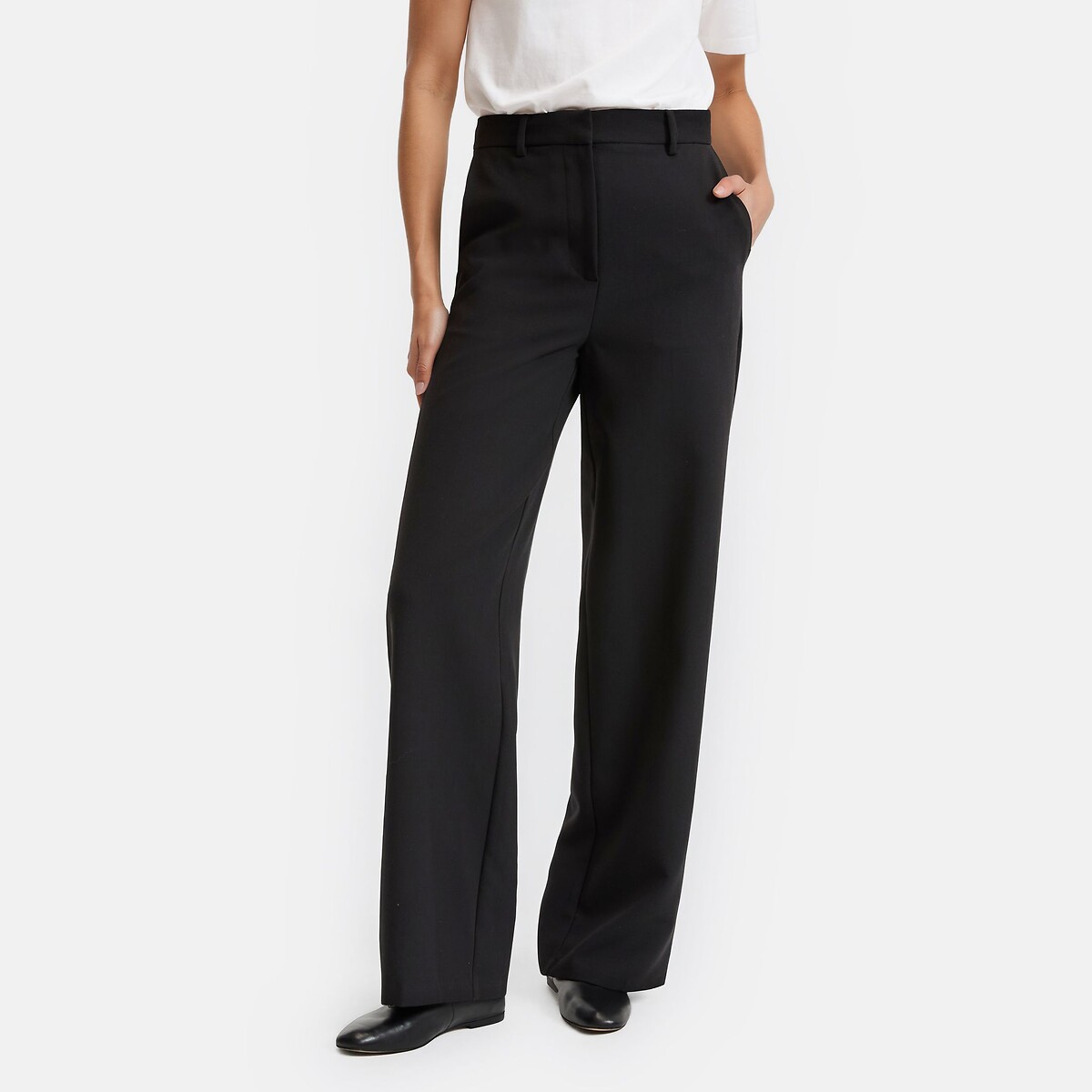 Calças largas em poliviscose preto , LA REDOUTE COLLECTIONS