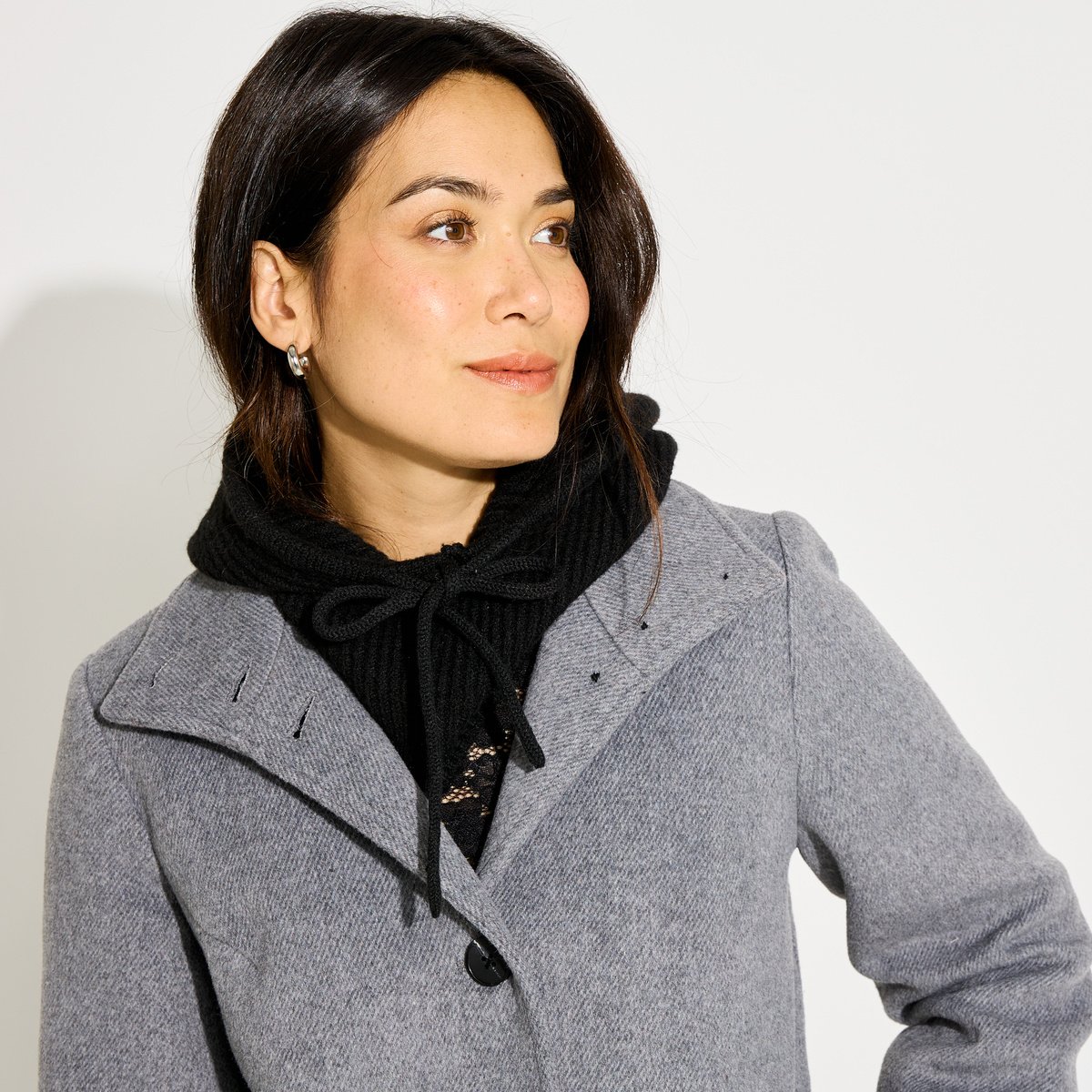 Cagoule ajustée en maille noir, GRAIN DE MALICE