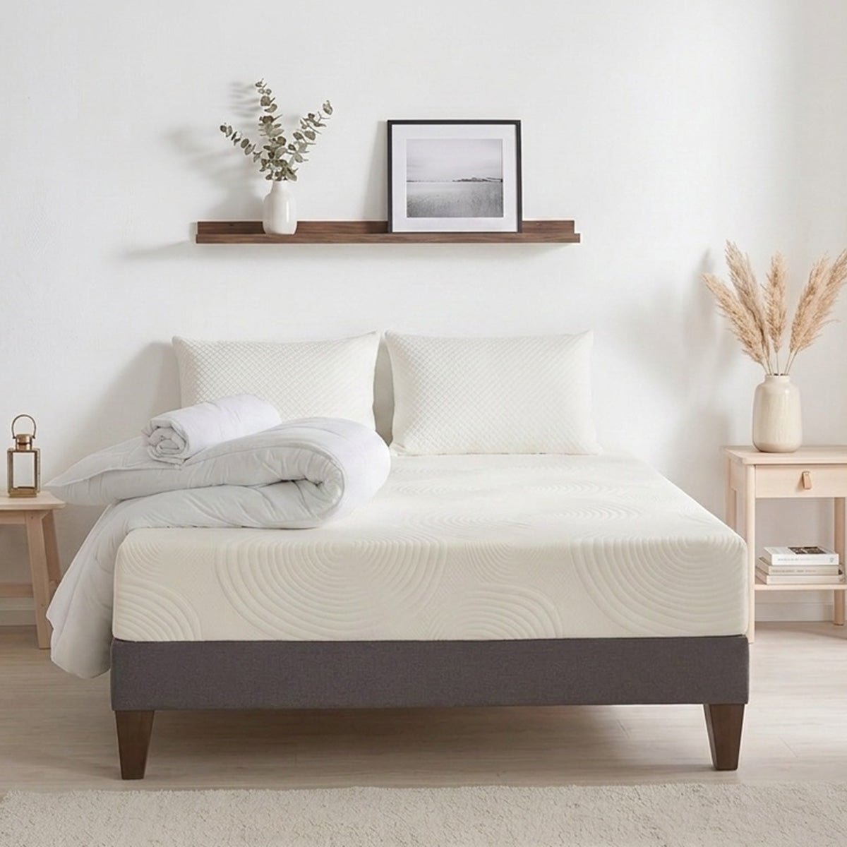 Prêt-à-dormir HÉRA avec Sommier, Couette, Oreillers et Protège-matelas blanc, OLYMPE LITERIE