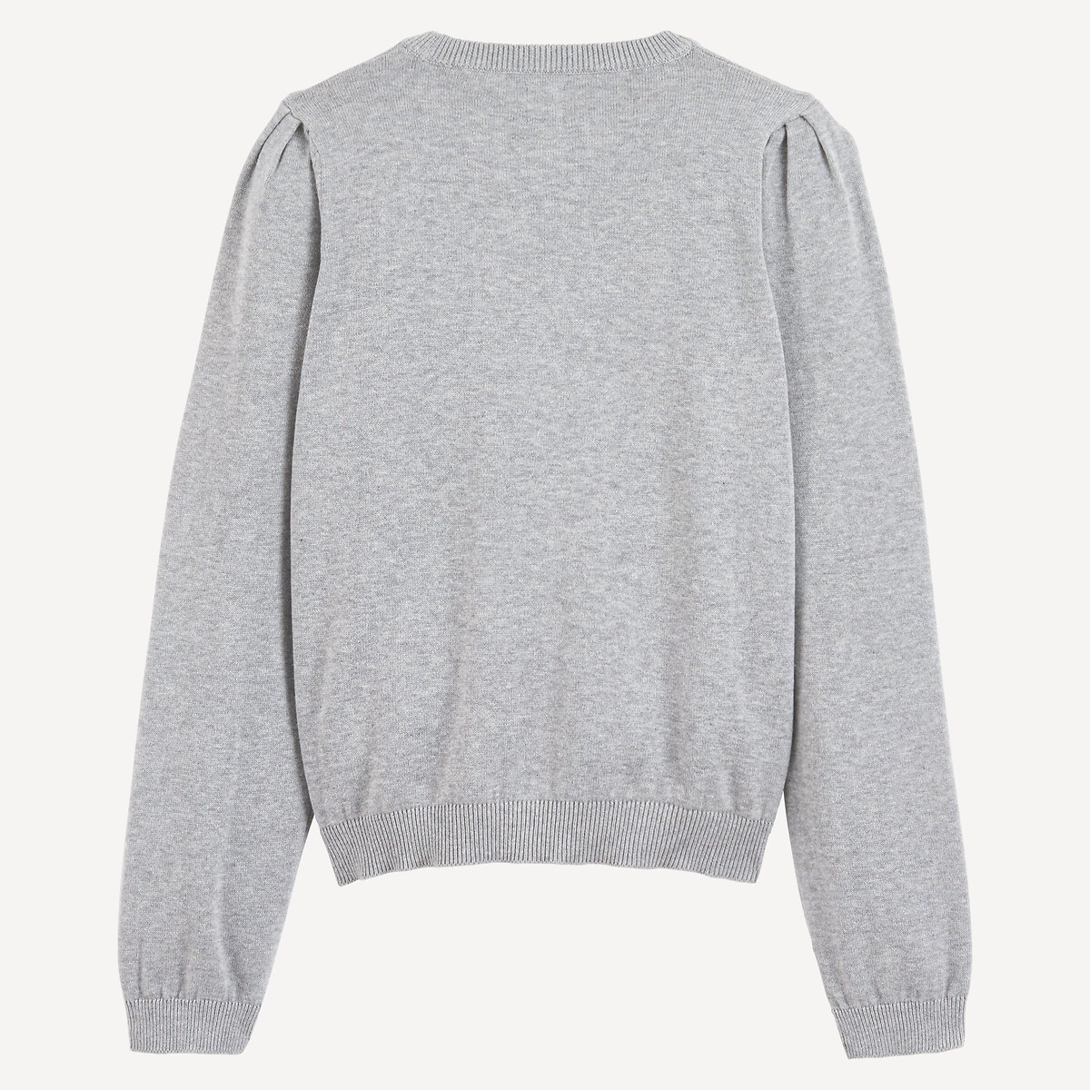 Jersey con cuello redondo de punto fino gris jaspeado, LA REDOUTE COLLECTIONS