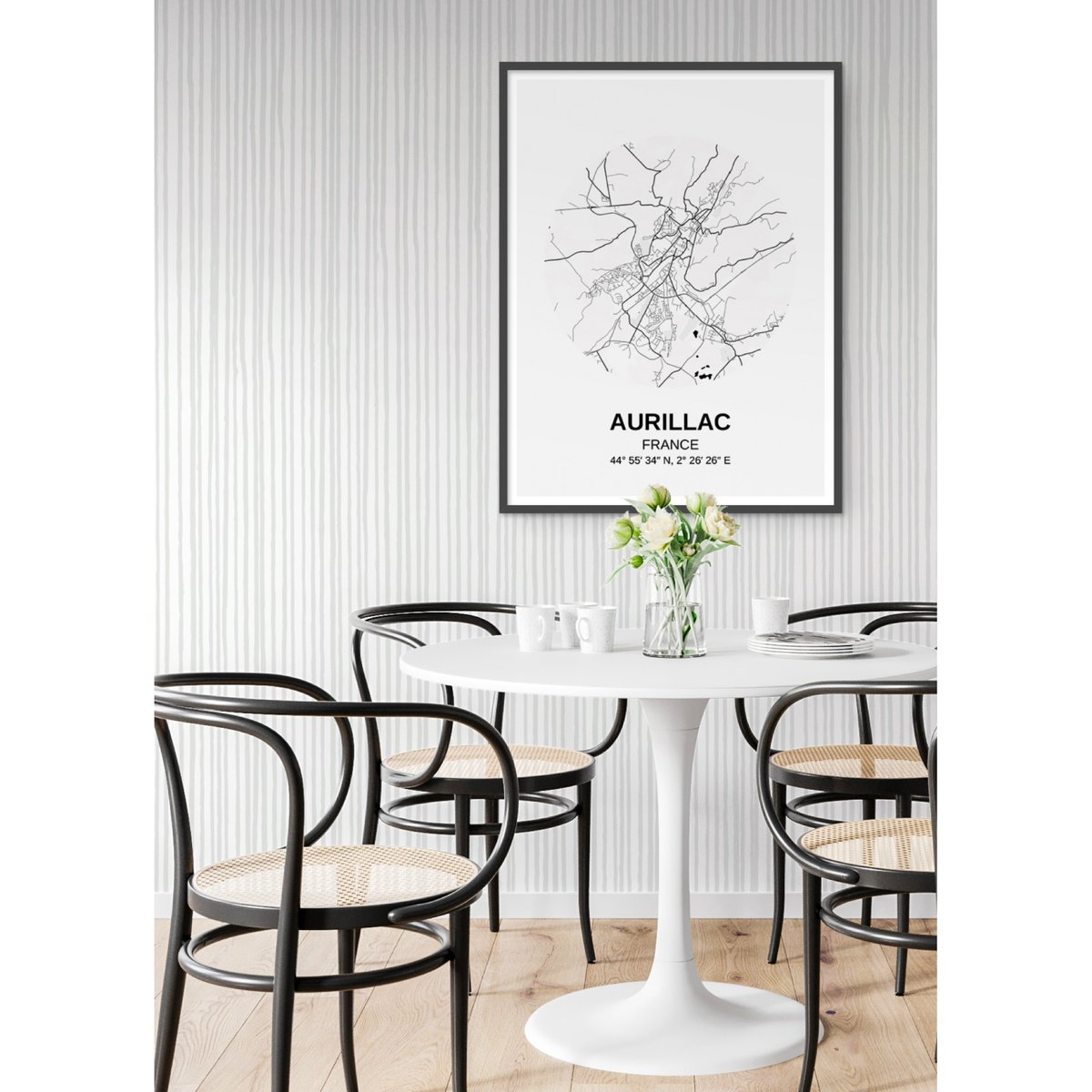 Affiche Carte Aurillac blanc, L'AFFICHERIE