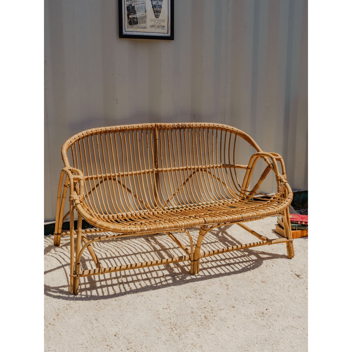Banquette en osier Martine N°53 - Bon état bois clair, DEBONGOUT