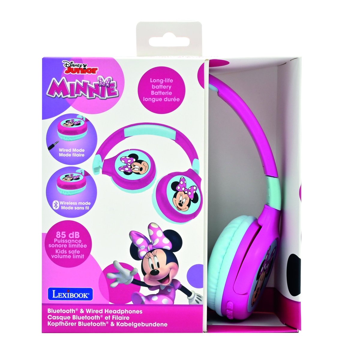 Casque 2 en 1 Bluetooth® et Filaire confortable et pliable Minnie Mouse rose, LEXIBOOK