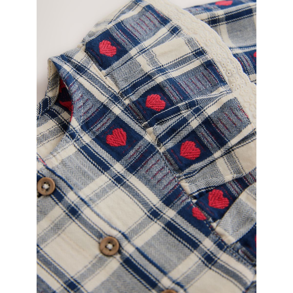 Robe à manches longues et col volants motif cœur bleu marine, NEXT