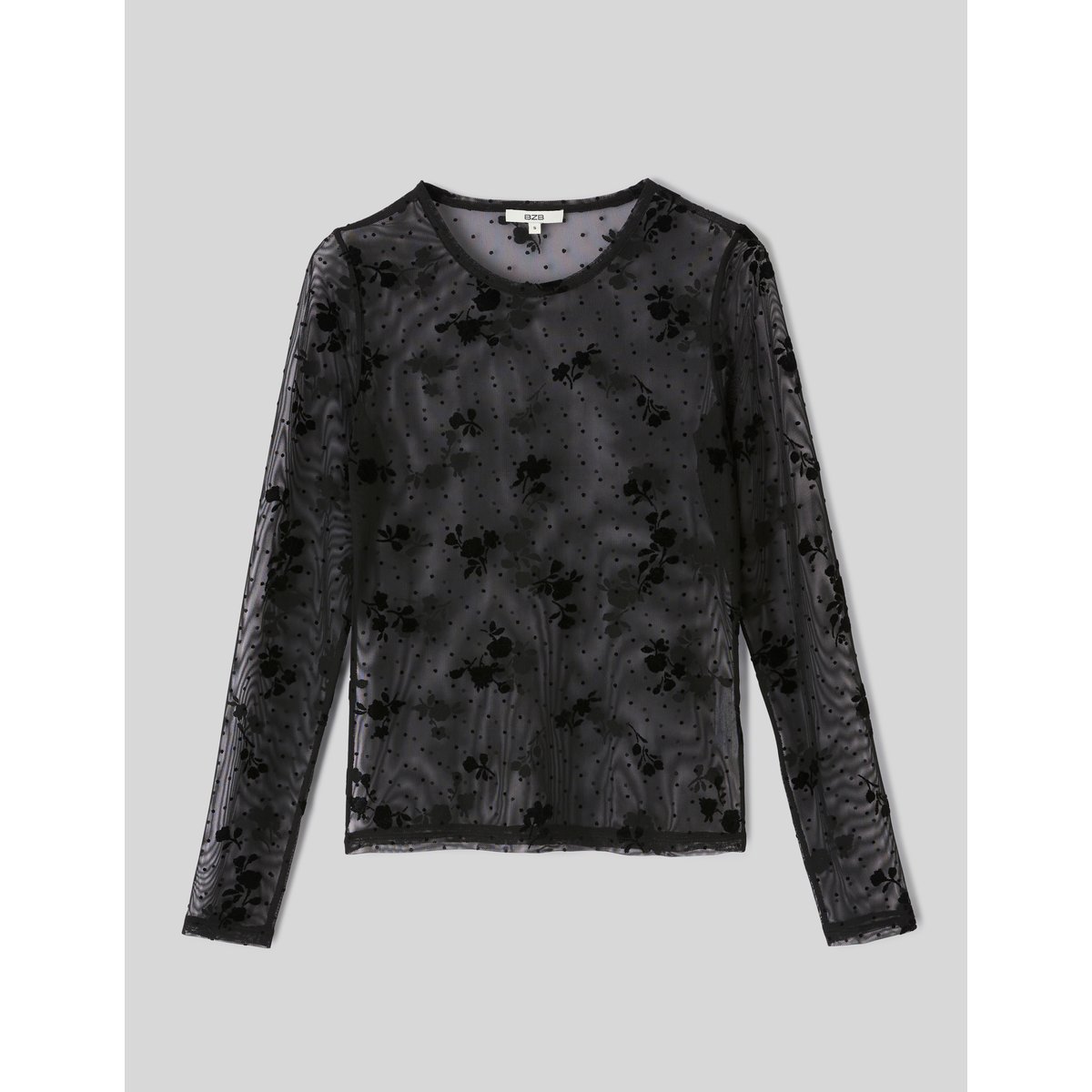 T-shirt résille manches longues noir, BZB