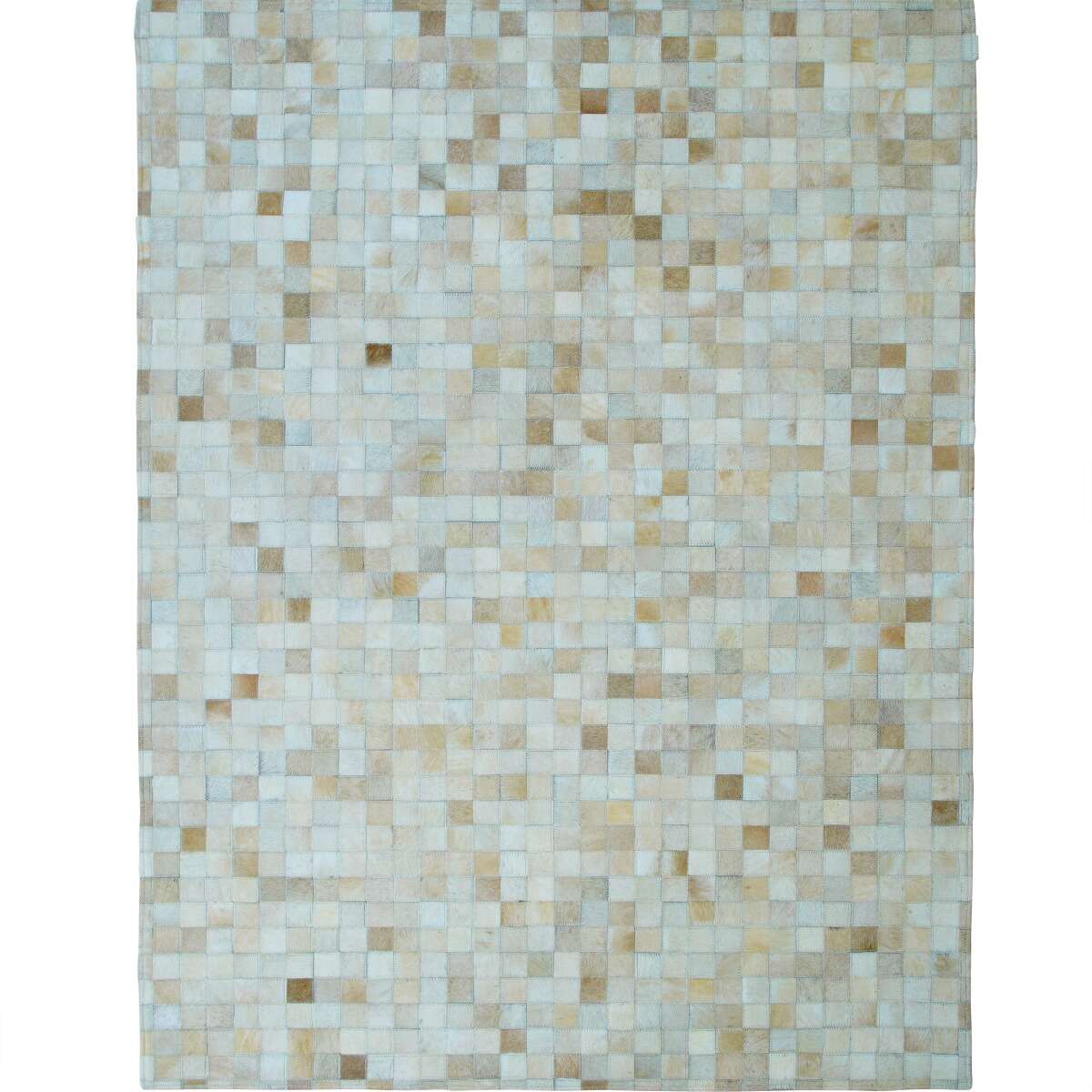 Tapis en cuir  recyclé mosaïque  CUIR MOZAIQUE beige, THE DECO FACTORY