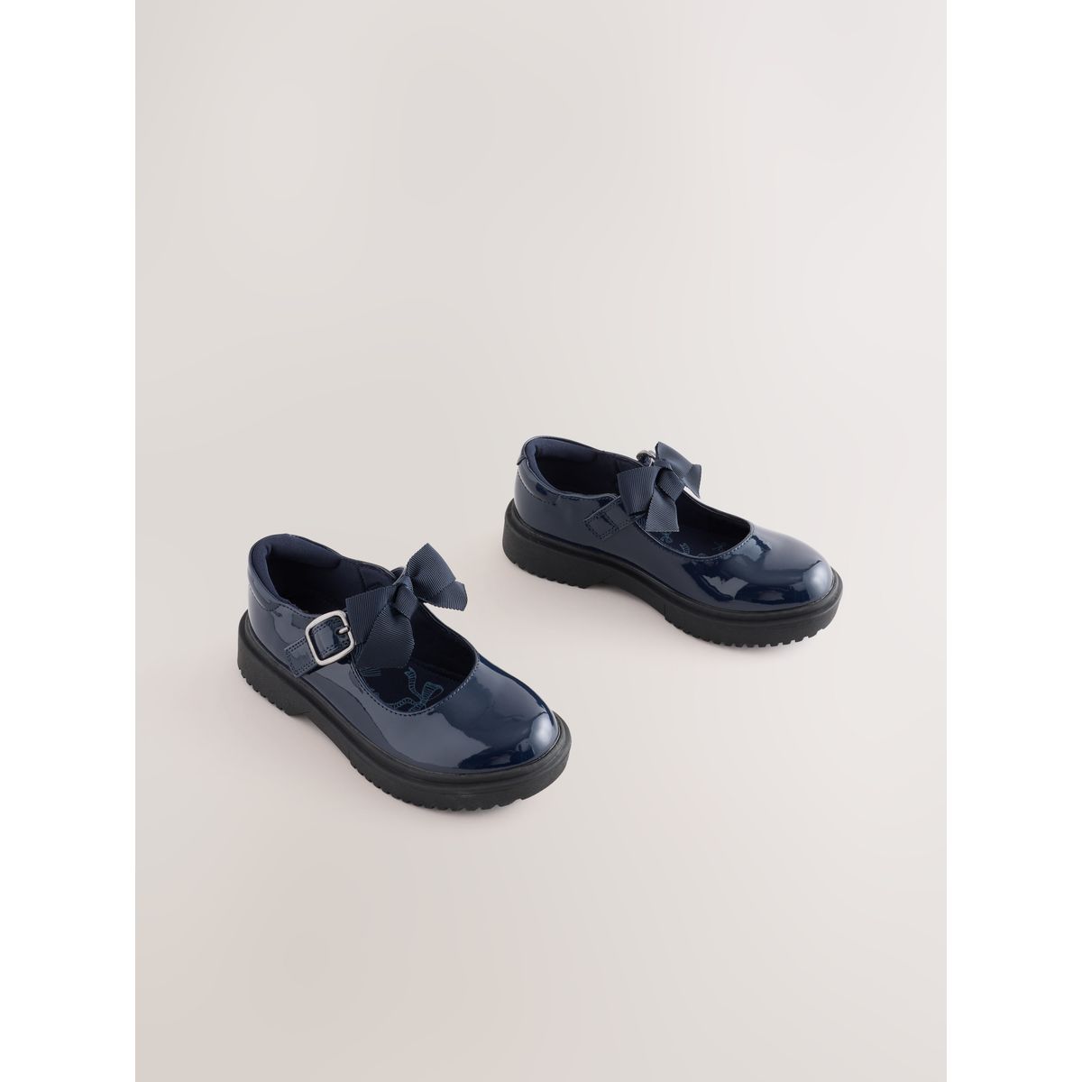 Babies d'école à semelle épaisse avec nœud bleu marine, NEXT