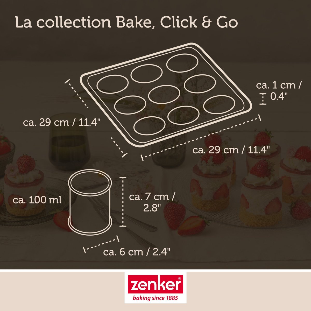 Lot de 2 moules à gâteaux 29/29 cm en acier BAKE CLICK AND GO noir, ZENKER
