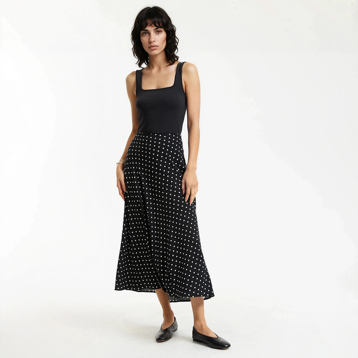 Camiseta sin mangas con cuello cuadrado negro, LA REDOUTE COLLECTIONS