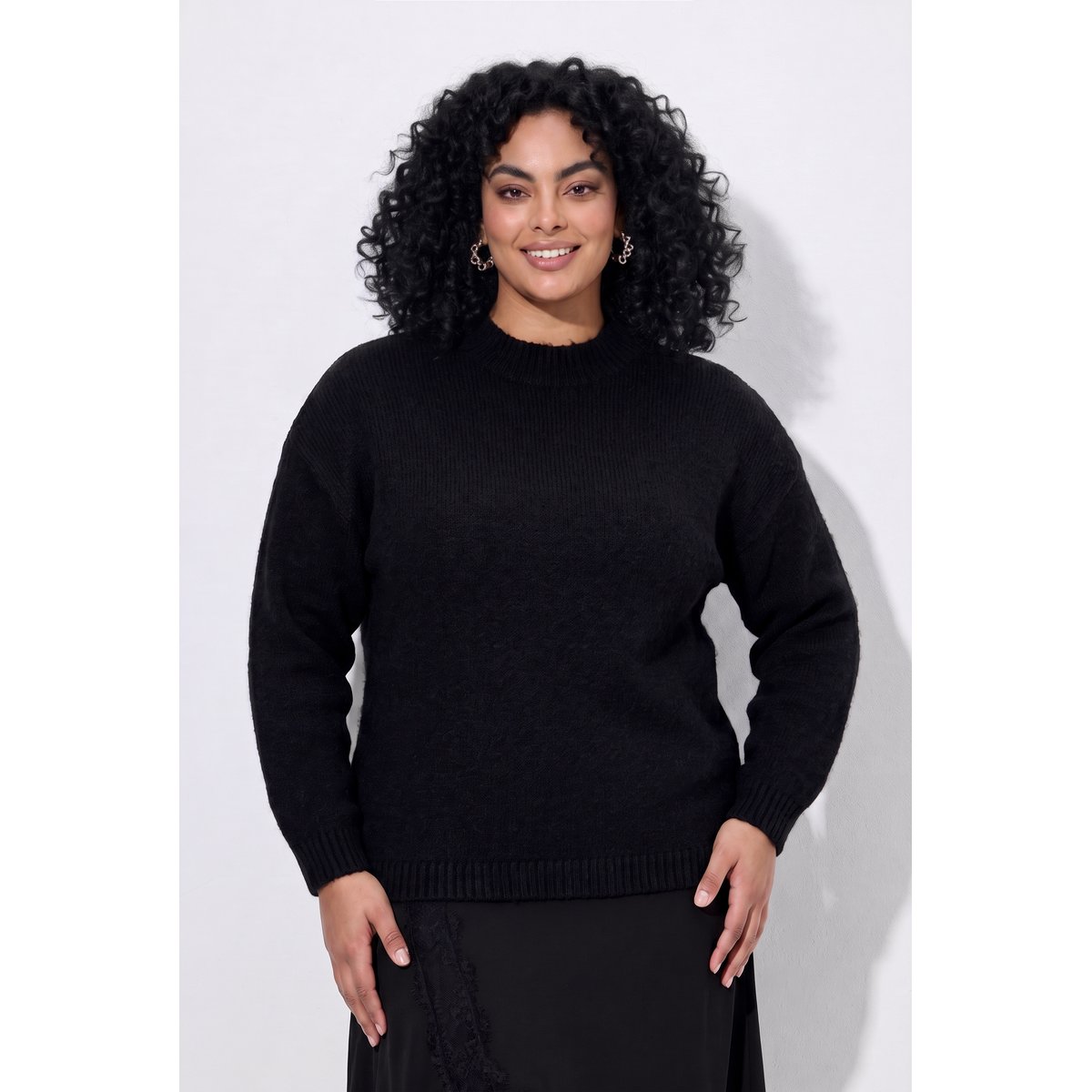 Pull en maille fine, col montant noir, ULLA POPKEN