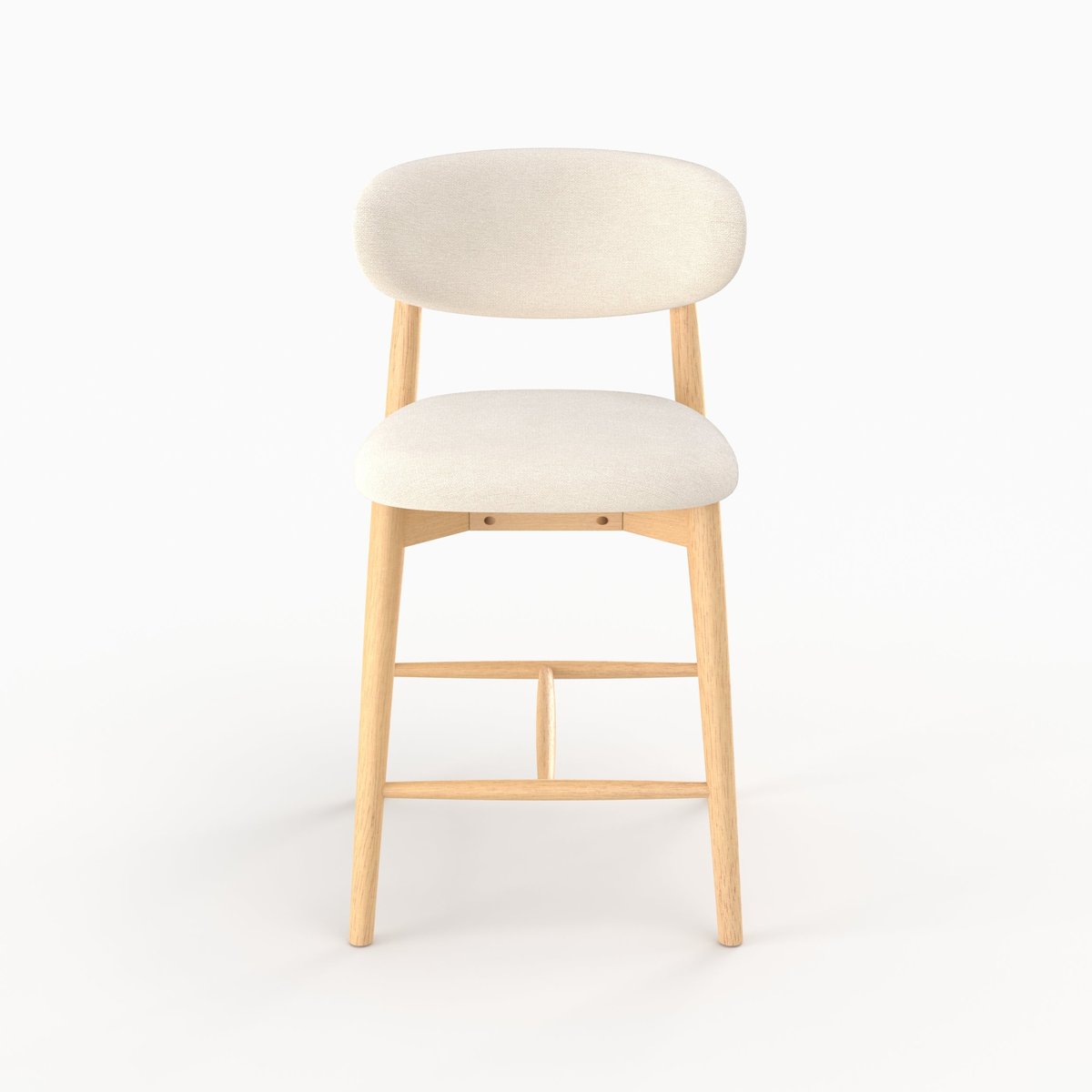 Lot de 2 chaises pour ilot central 64,5 cm en tissu et bois d'hévéa - YUNA beige, MAISON PAVANE