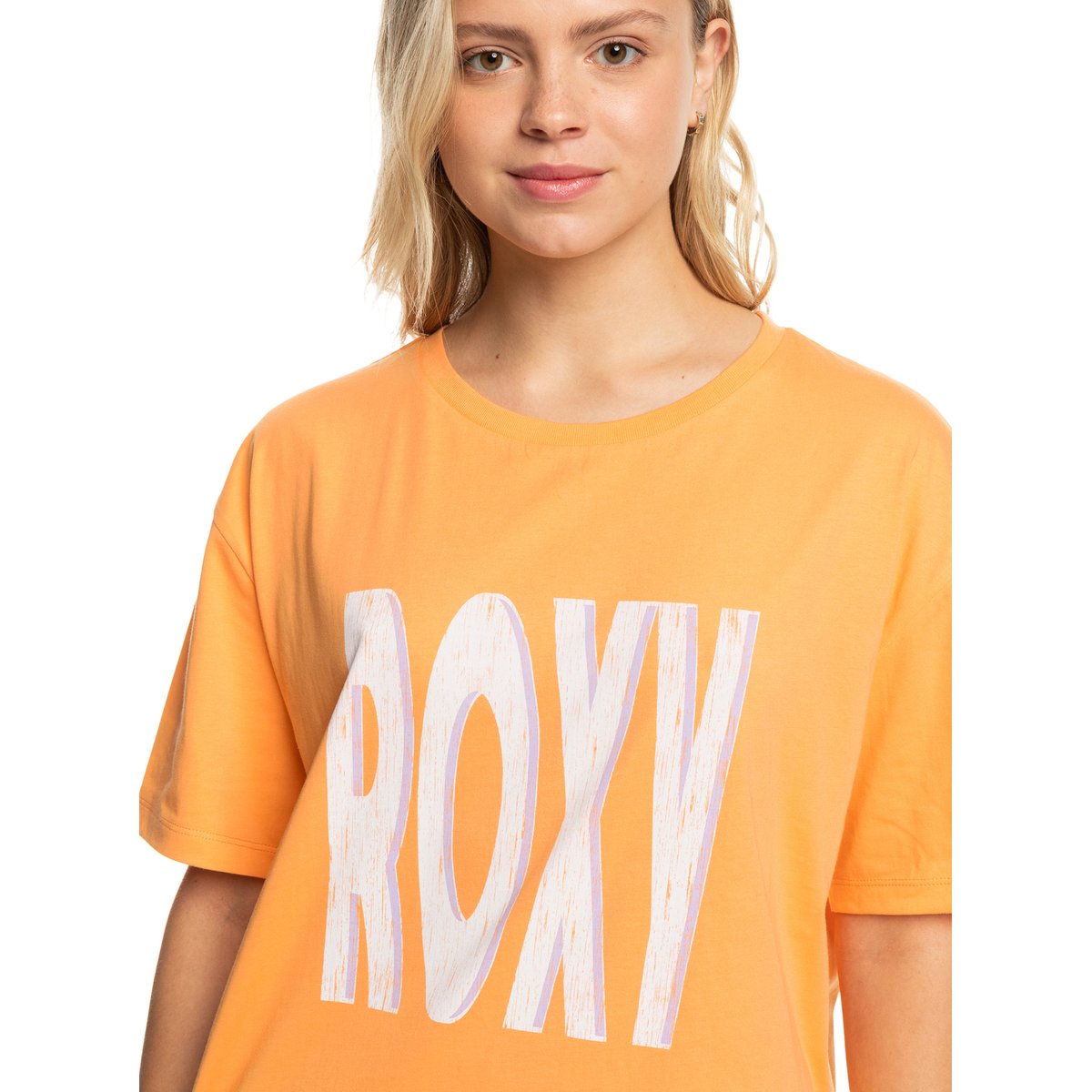 T-Shirt, manches courtes, col rond, Rayures, marinière. orange mock orange, ROXY