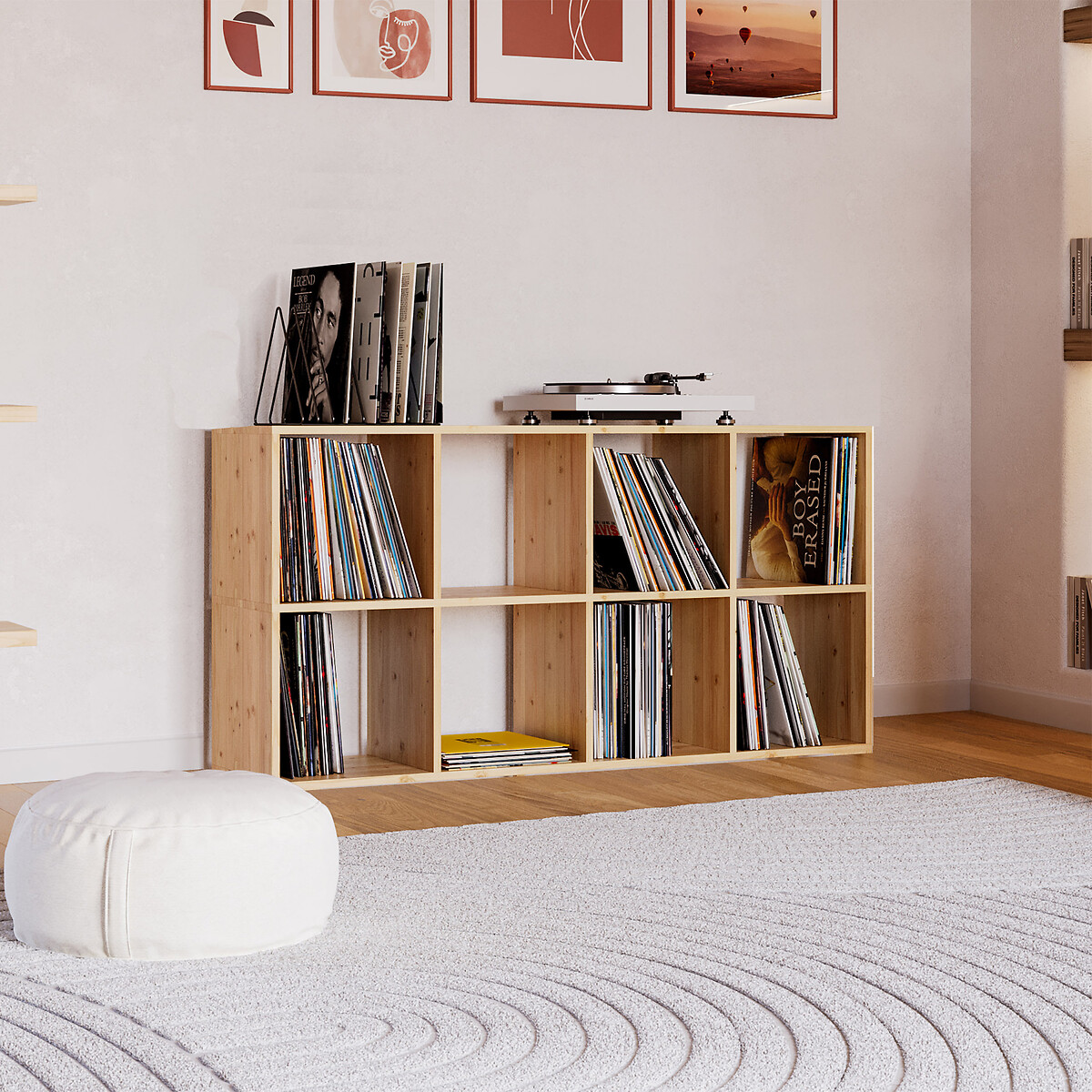 Rangement disques vinyles, YANN bois clair, EUROPE & NATURE