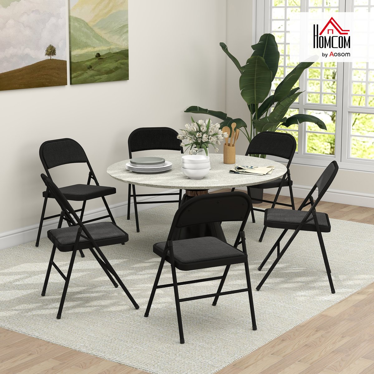 Chaise pliante Polyester Noir noir, HOMCOM