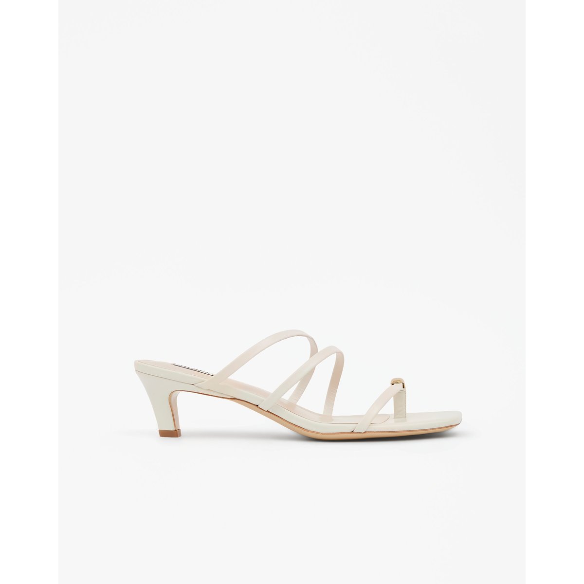 Mules à bout carré et bijou doré LIMA blanc, MI MAI