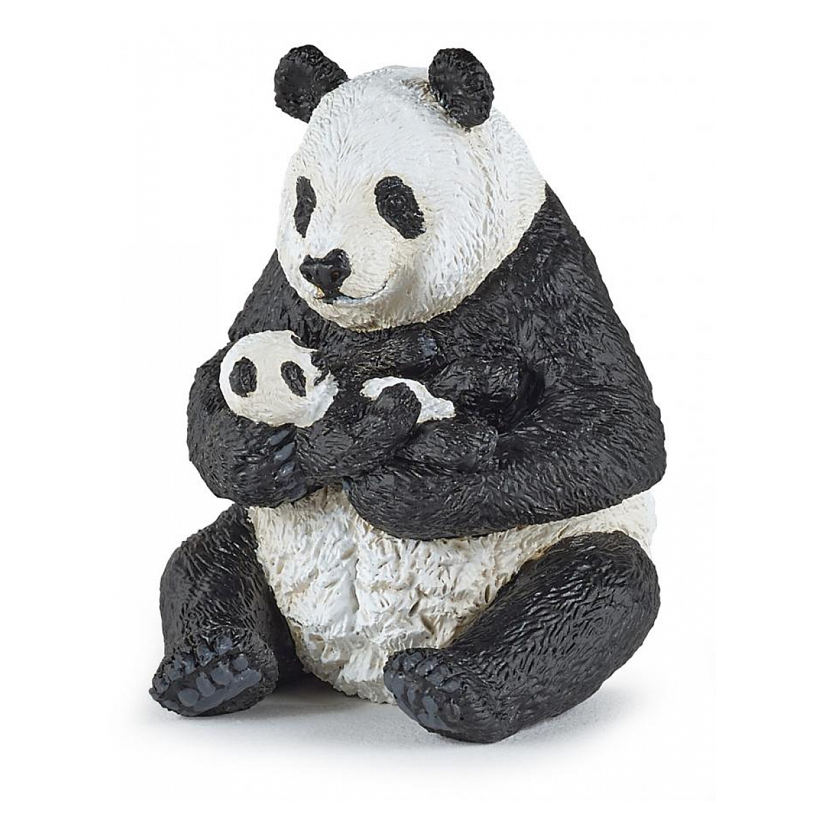 Figurine Panda assis et son bébé gris, PAPO