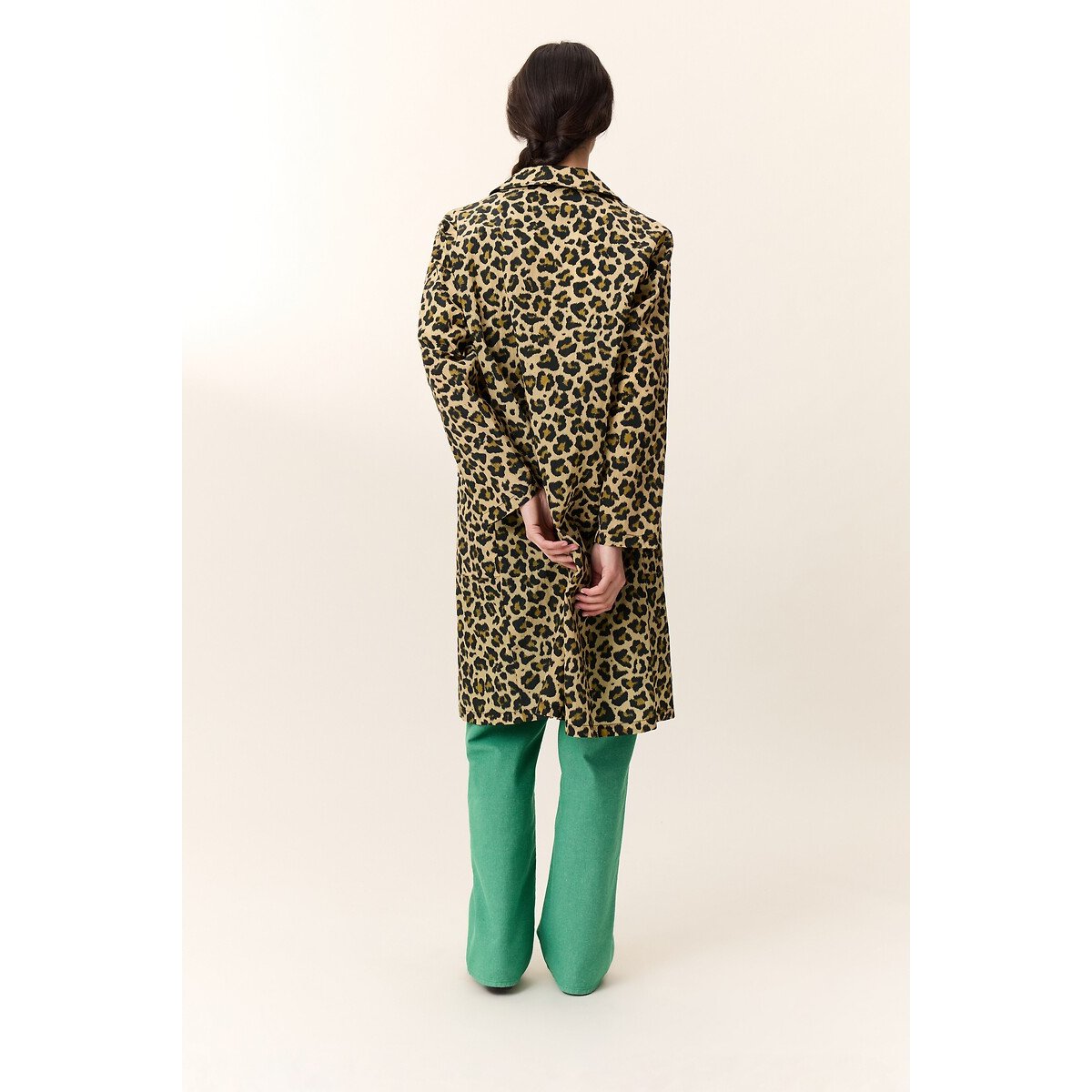 Lightweight Trench Coat with Leopard Print, Aviona Leo beige leopard print, LEON & HARPER