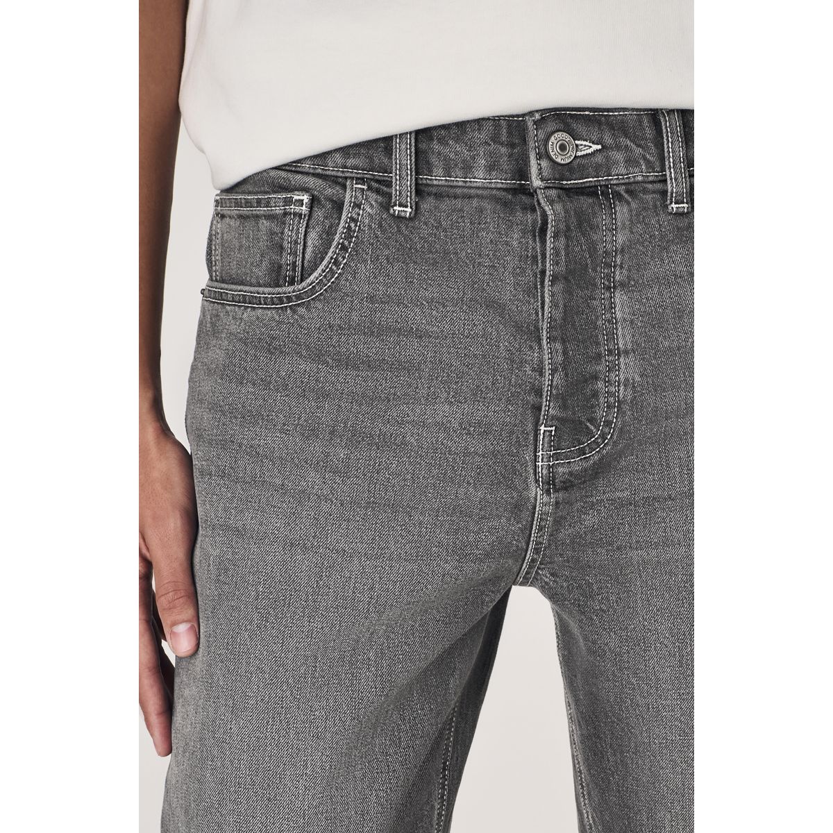 Jean droit authentique stretch vintage gris, NEXT