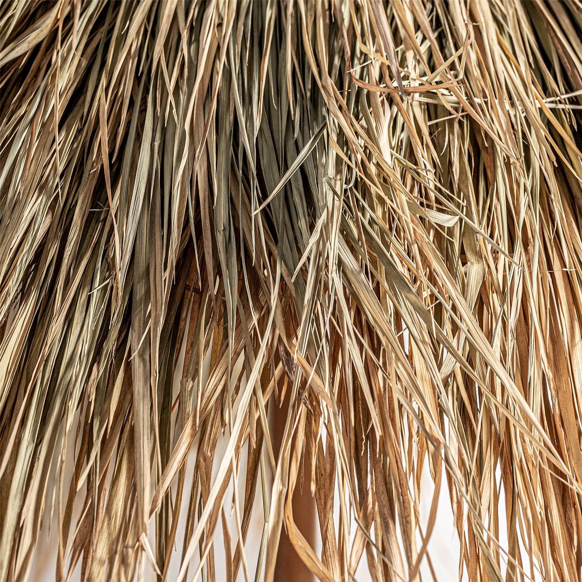 Parasol en teck et paille style ethnique marron naturel, RECOLLECTION