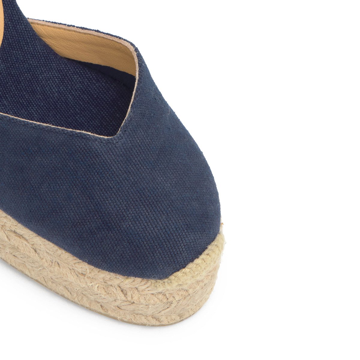 Espadrilles compensées en jute tressée à découpe en V CHIARA EXTRA PLATFORM bleu foncé, CASTANER