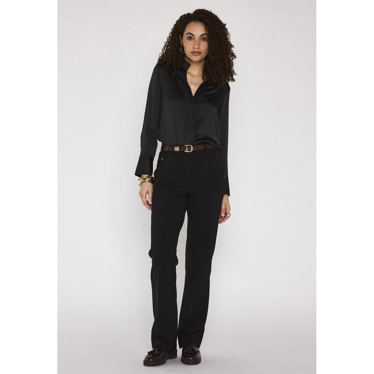 Chemise en satin BASILE noir, Maison 123